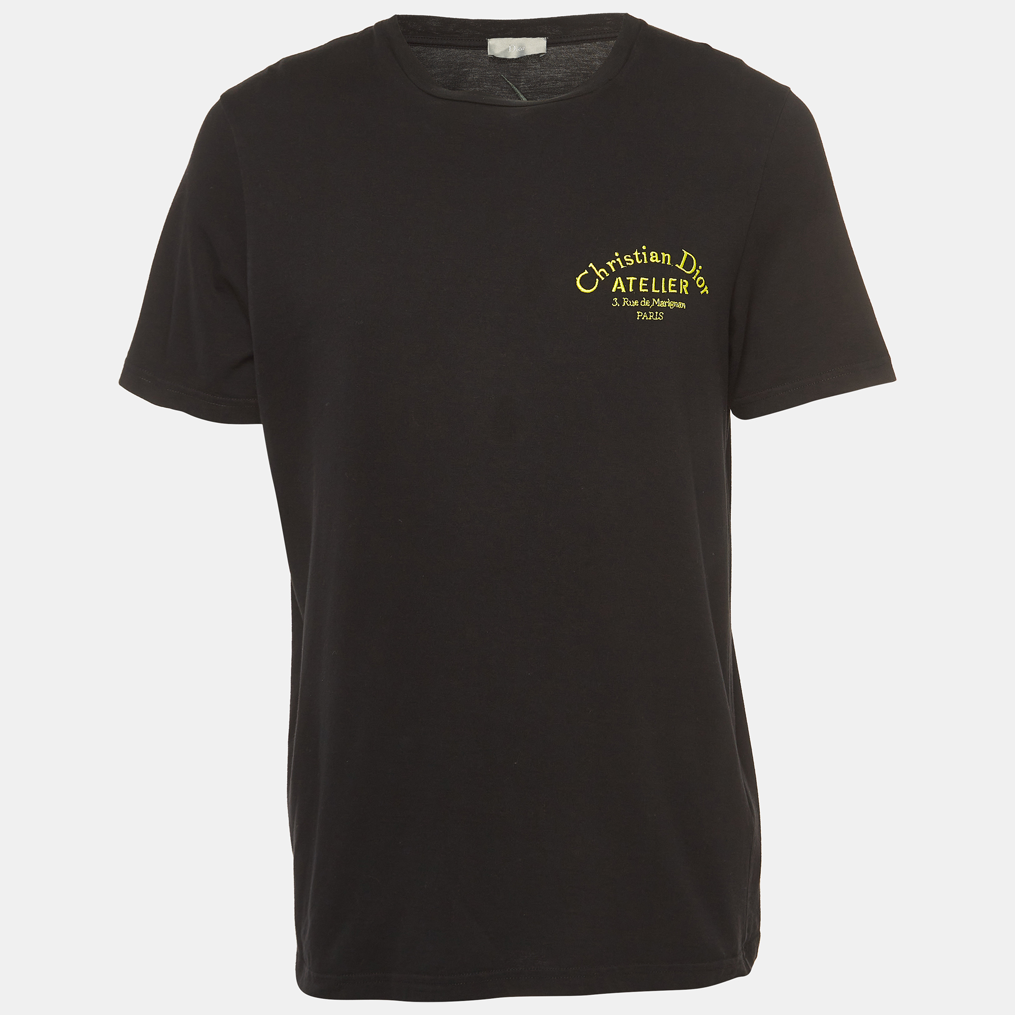 Dior Homme Black Logo Embroidered Cotton Half Sleeve T-Shirt XL