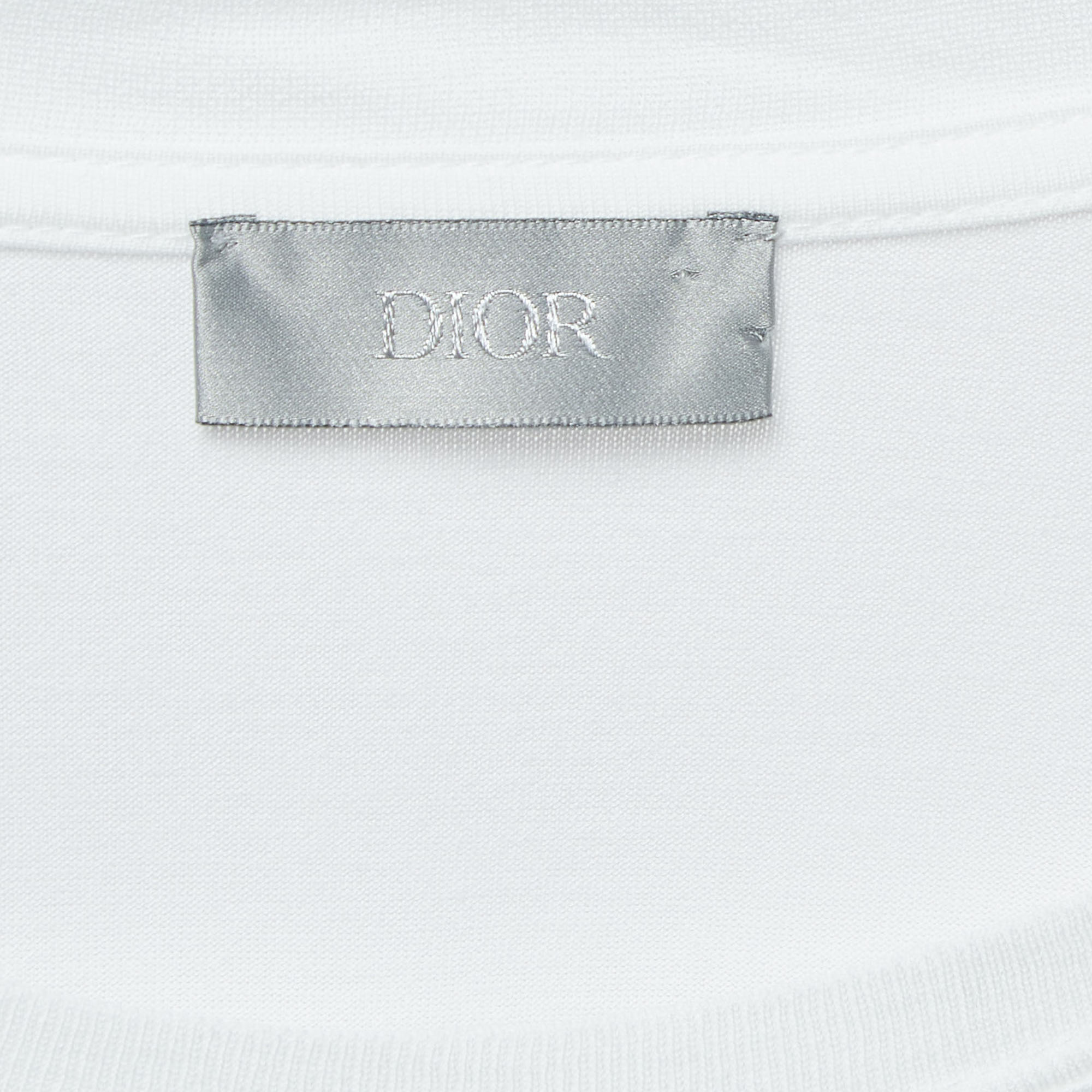 Dior Homme White CD Embroidered Cotton Short Sleeve T-Shirt L