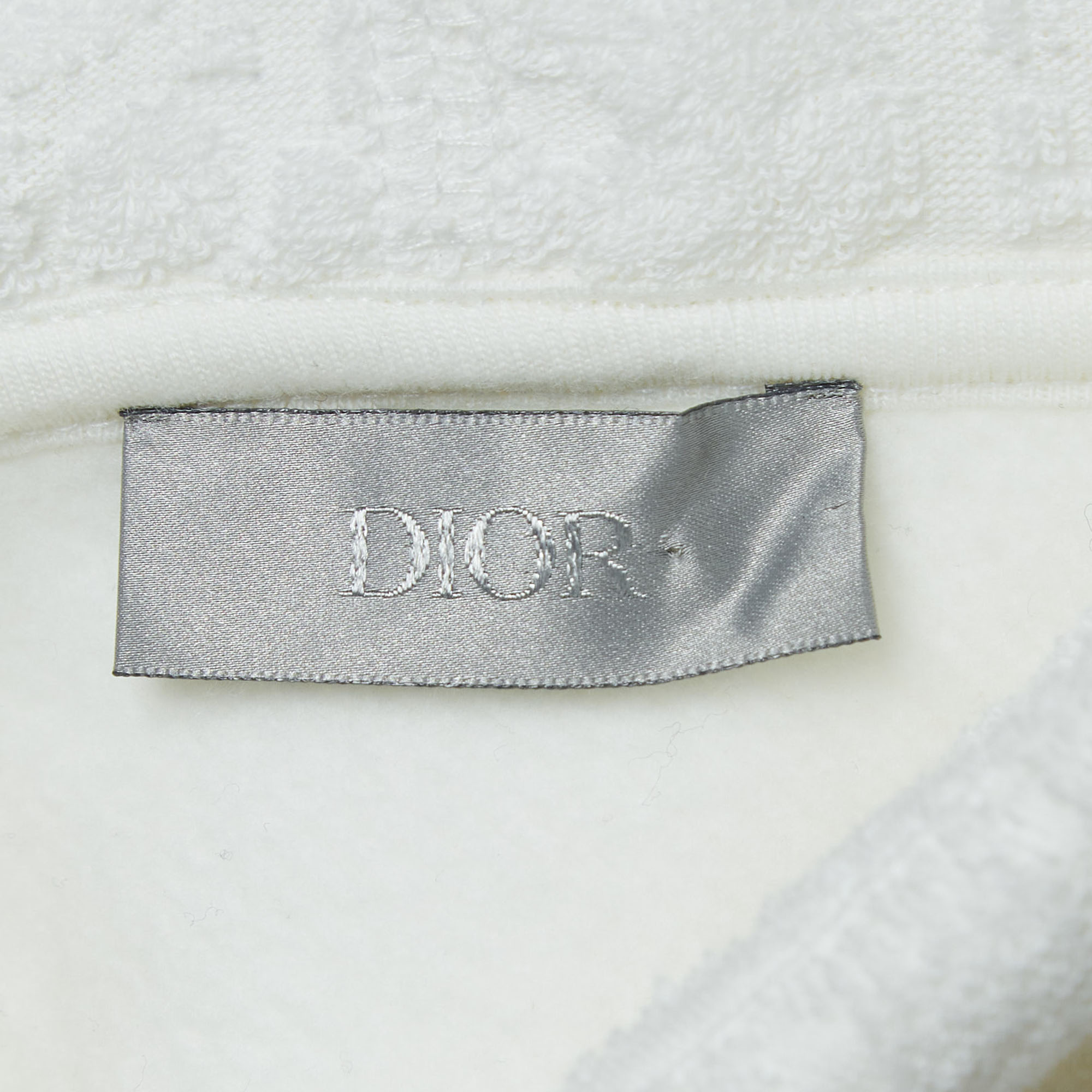Dior Homme White Oblique Jacquard Cotton Terry Hoodie S
