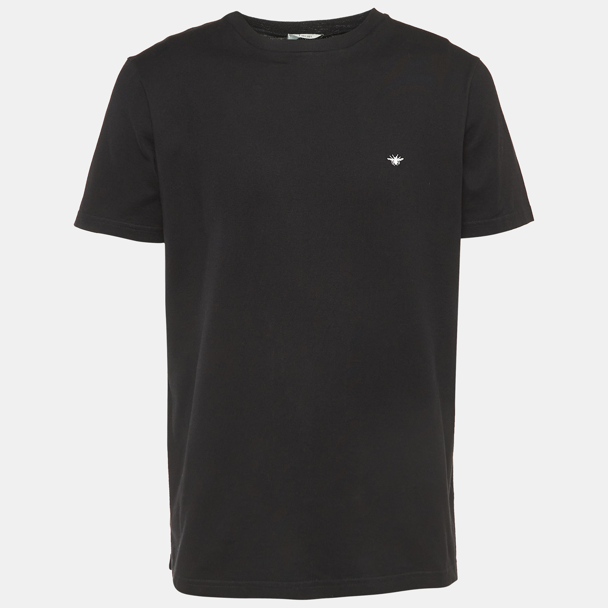 Dior Homme Black Bee Embroidered Cotton Half Sleeve T-Shirt L
