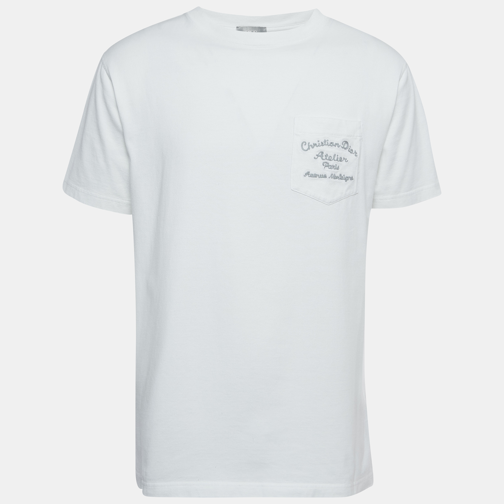 Dior Homme White Logo Embroidered Cotton T-Shirt S