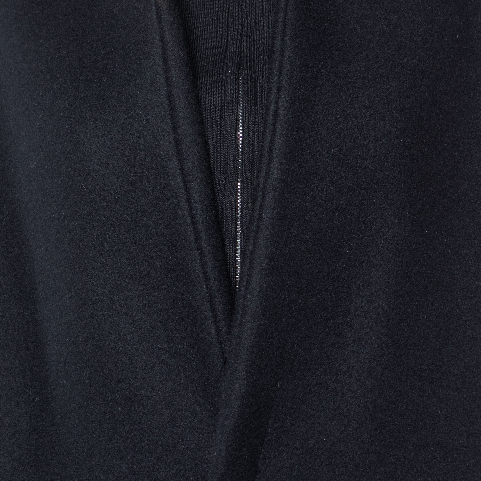 Dior Homme Black Wool Ribbed Insert Zip Front Coat XXL