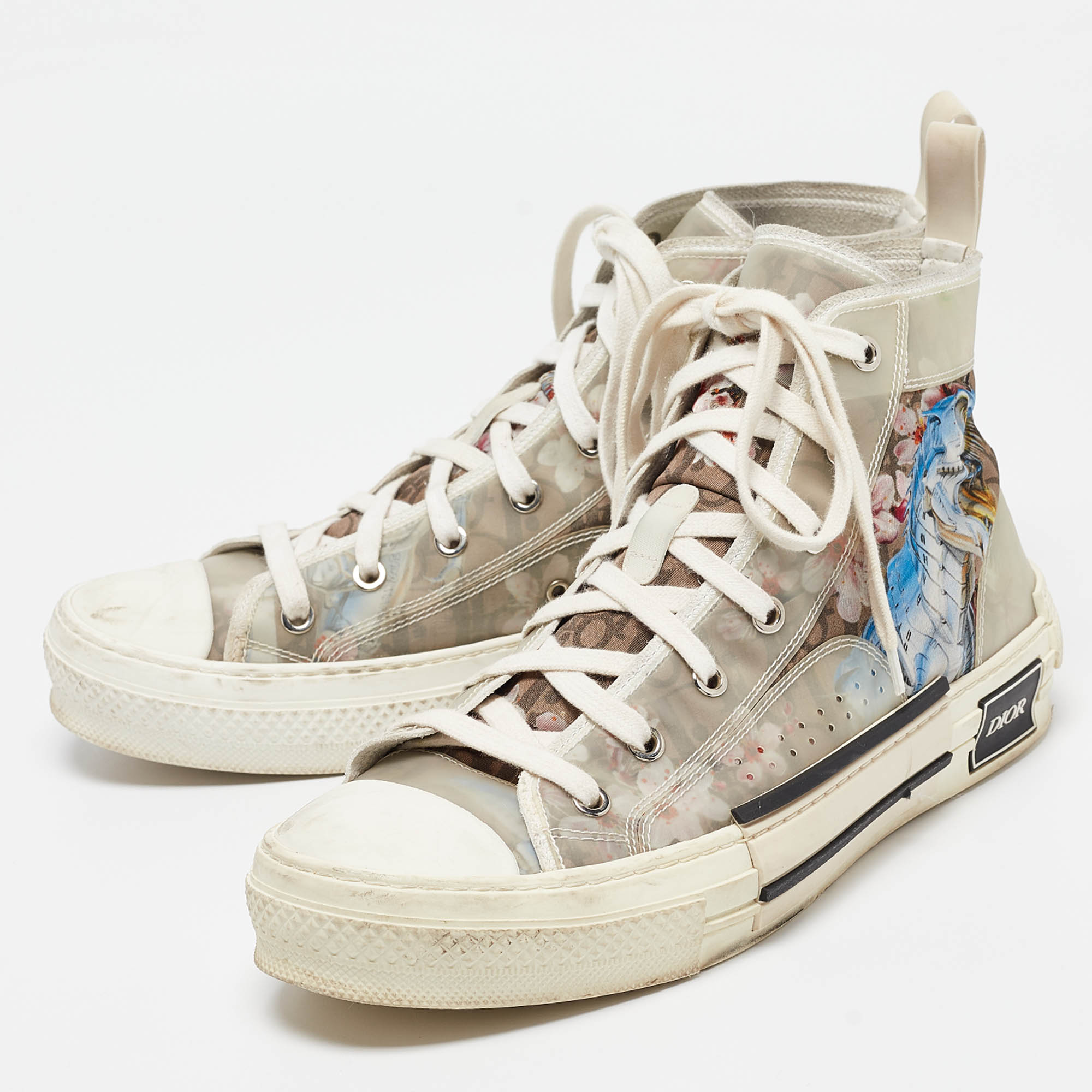 Dior Multicolor PVC And Nylon Flower Print B23 High Top Sneakers Size 41