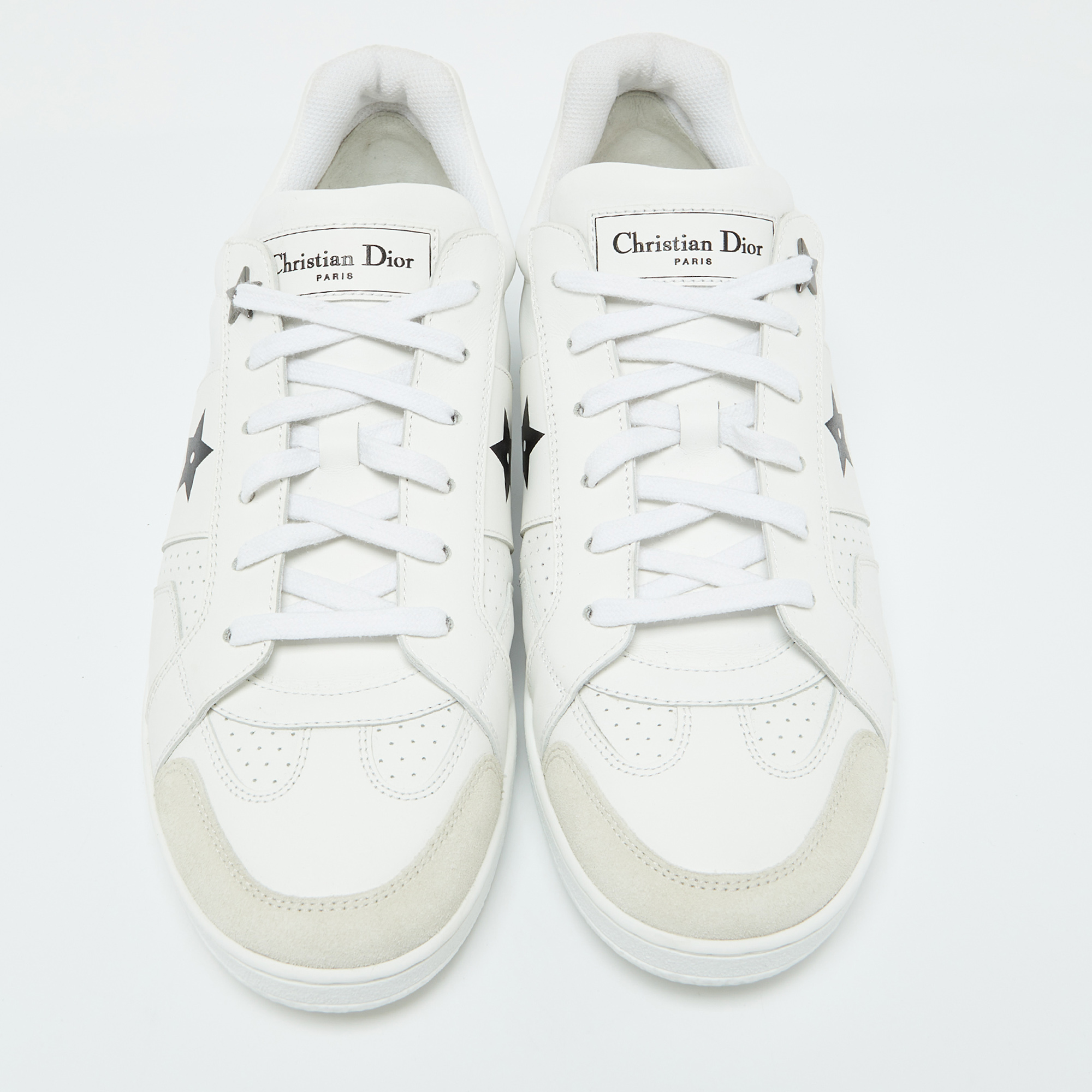 Dior White Leather And Suede Low Top Sneakers Size 41.5