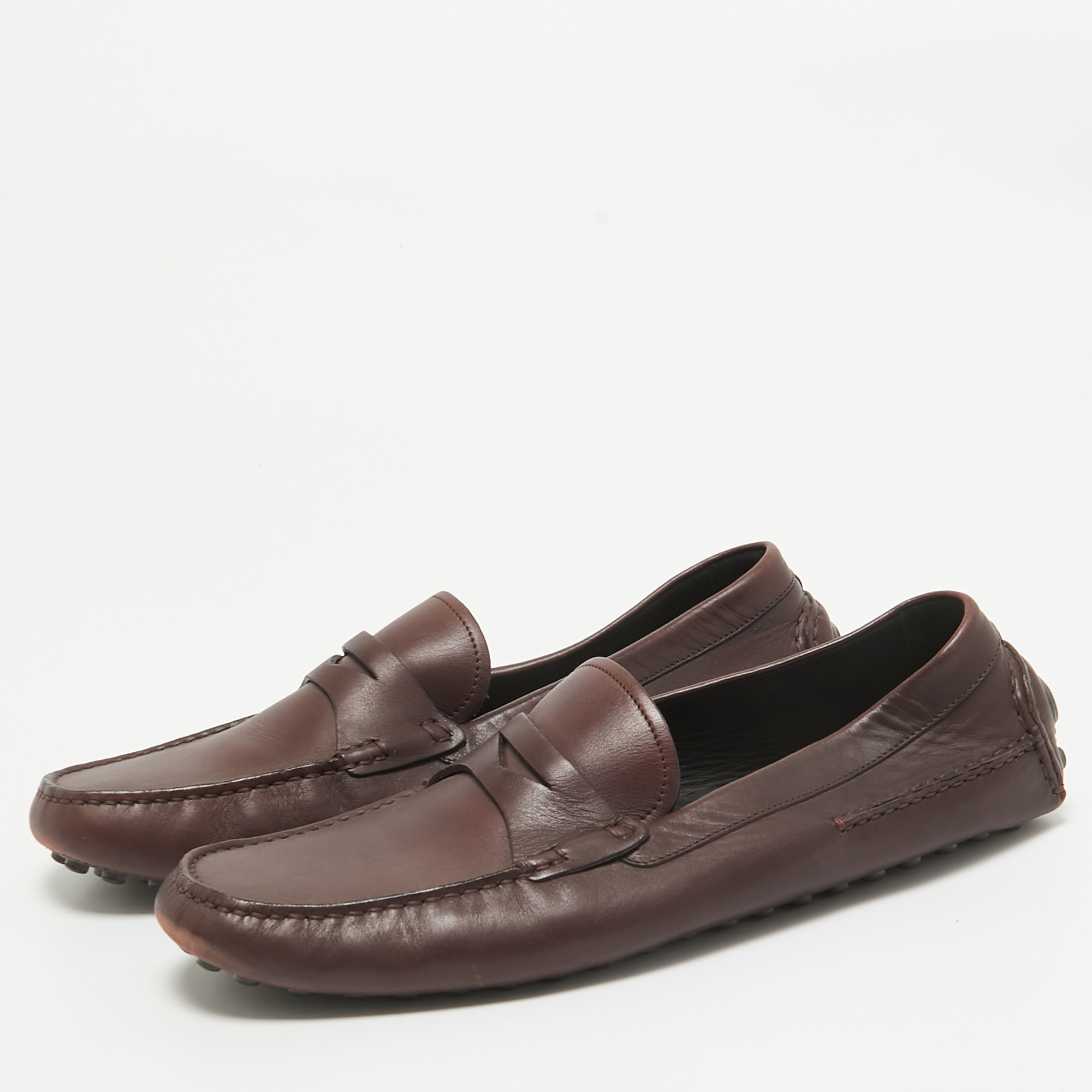 Dior Plum Leather Penny Loafers Size 43