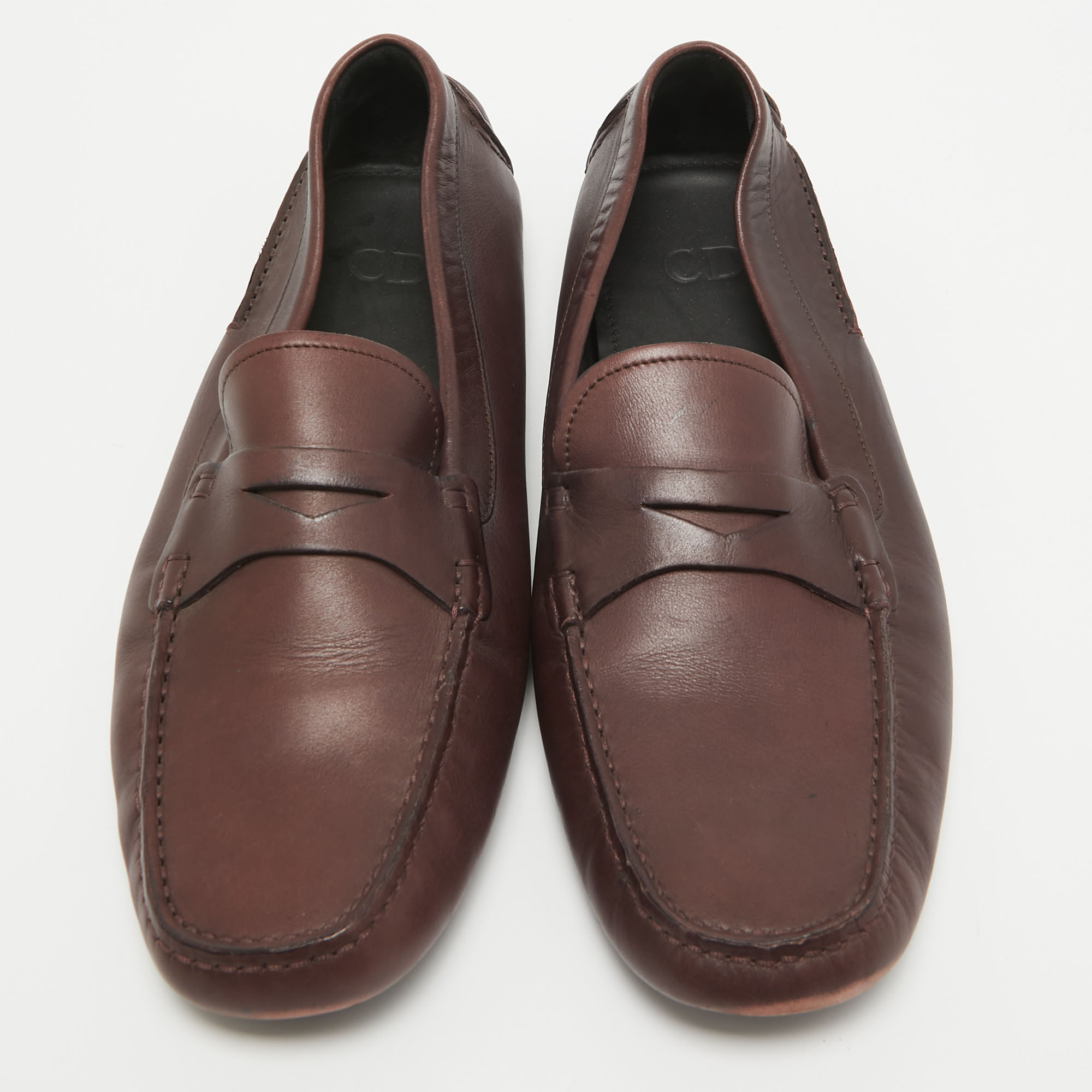 Dior Plum Leather Penny Loafers Size 43