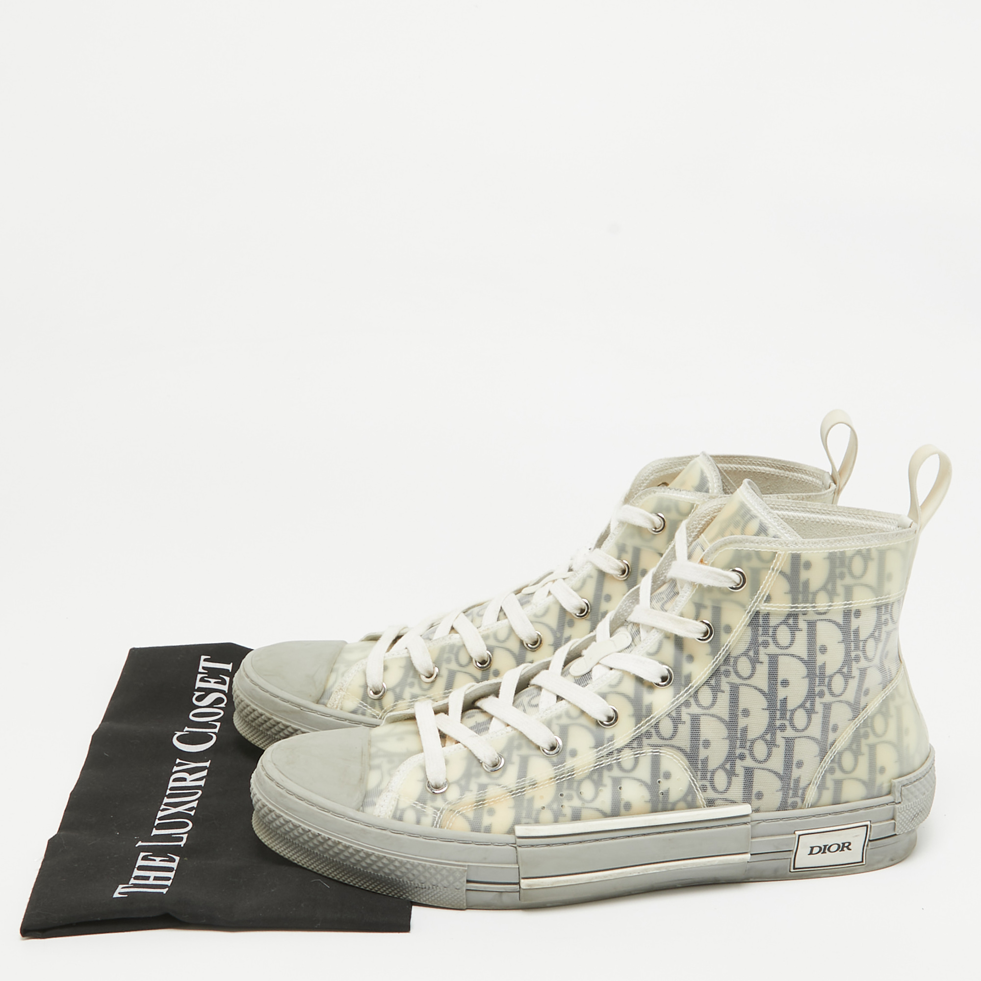 Dior Grey Mesh And Rubber B23 High Top Sneakers Size 45