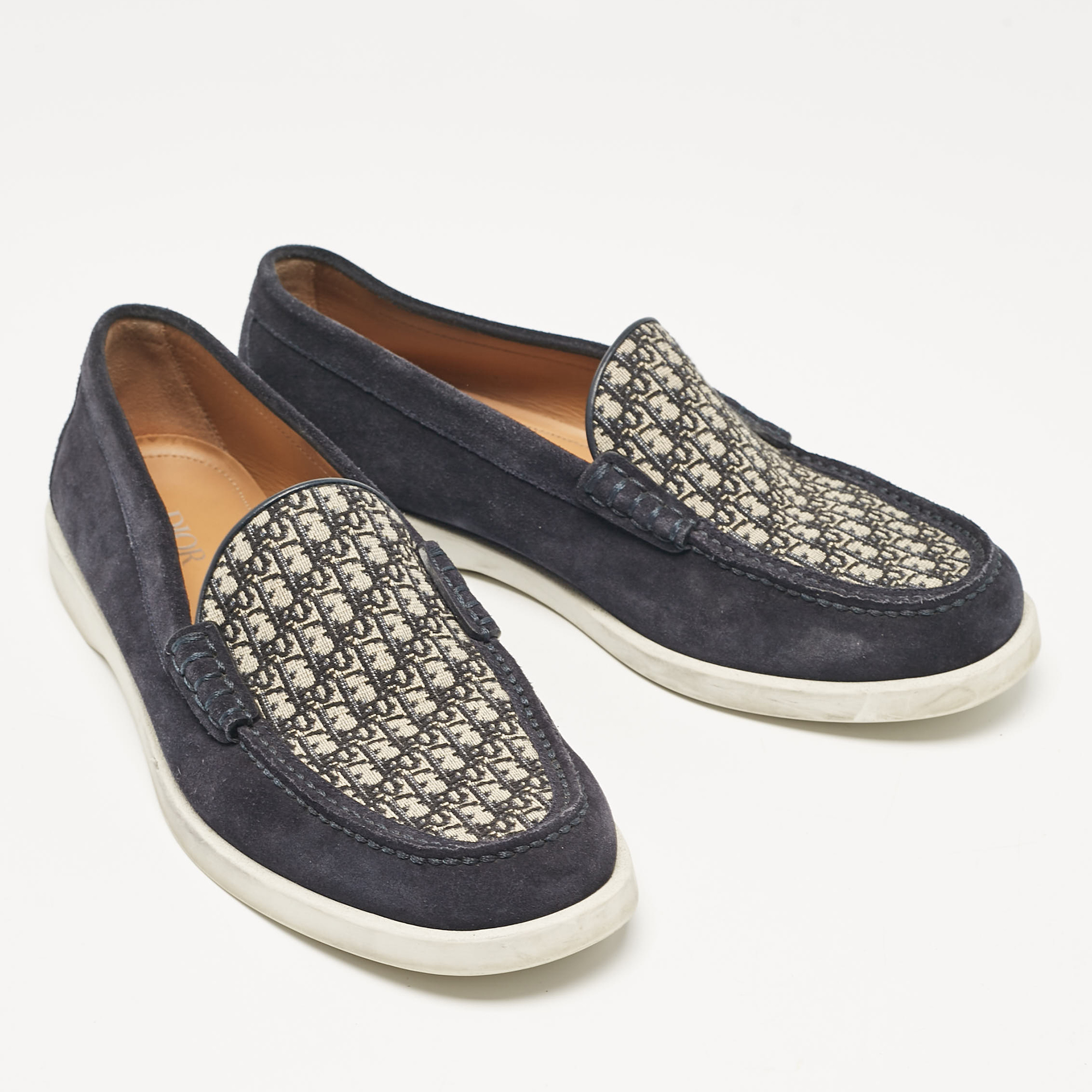 Dior Navy Blue Suede And Canvas Granville Slip On Sneakers Size 40