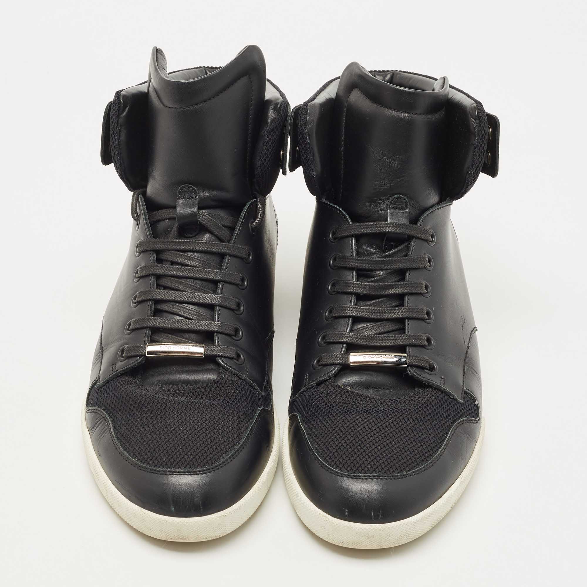 Dior Black Leather And Mesh High Top Sneakers Size 44