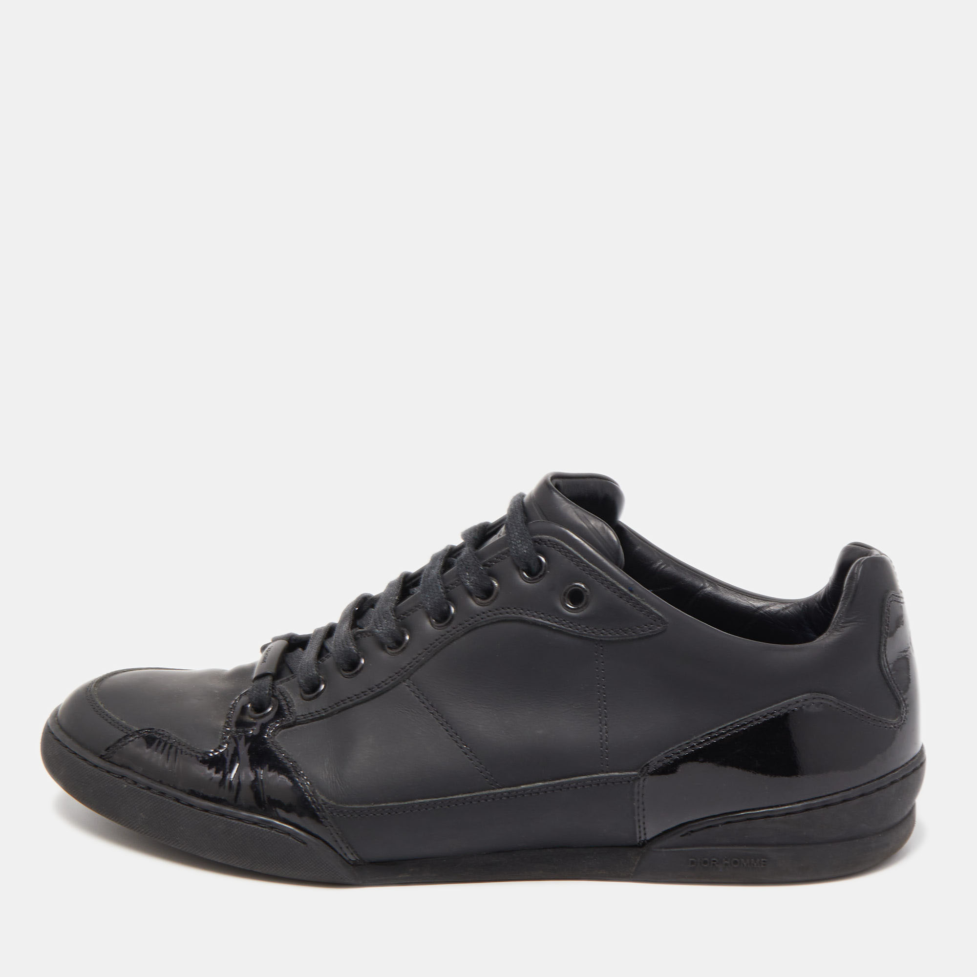 Dior Black Patent And Leather Low Top Sneakers Size 42.5