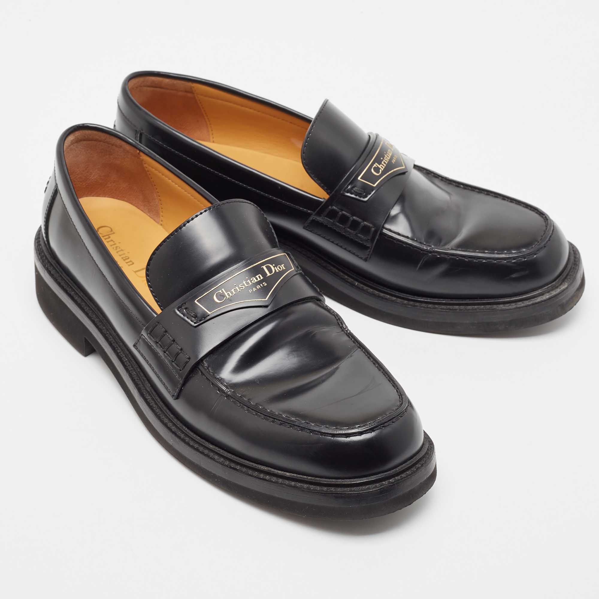 Dior Black Leather Boy Loafers Size 41