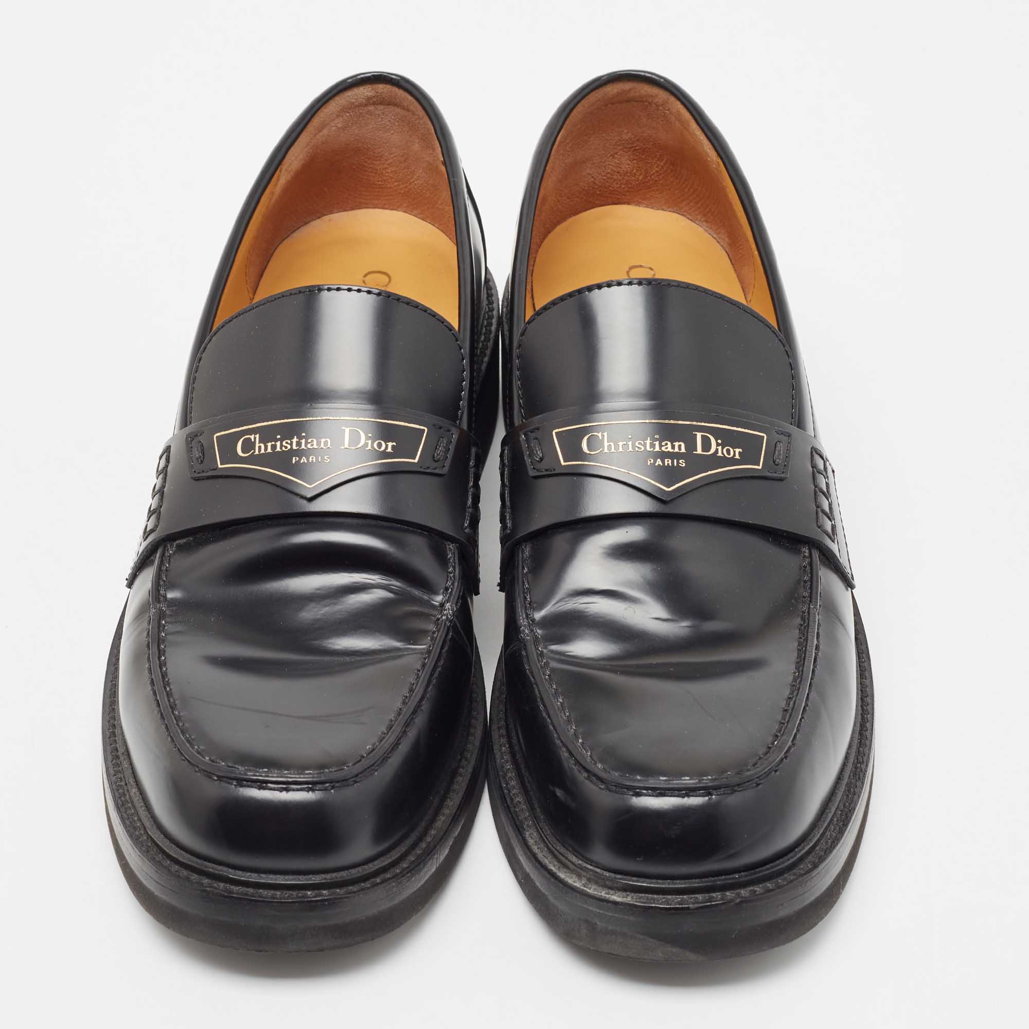 Dior Black Leather Boy Loafers Size 41