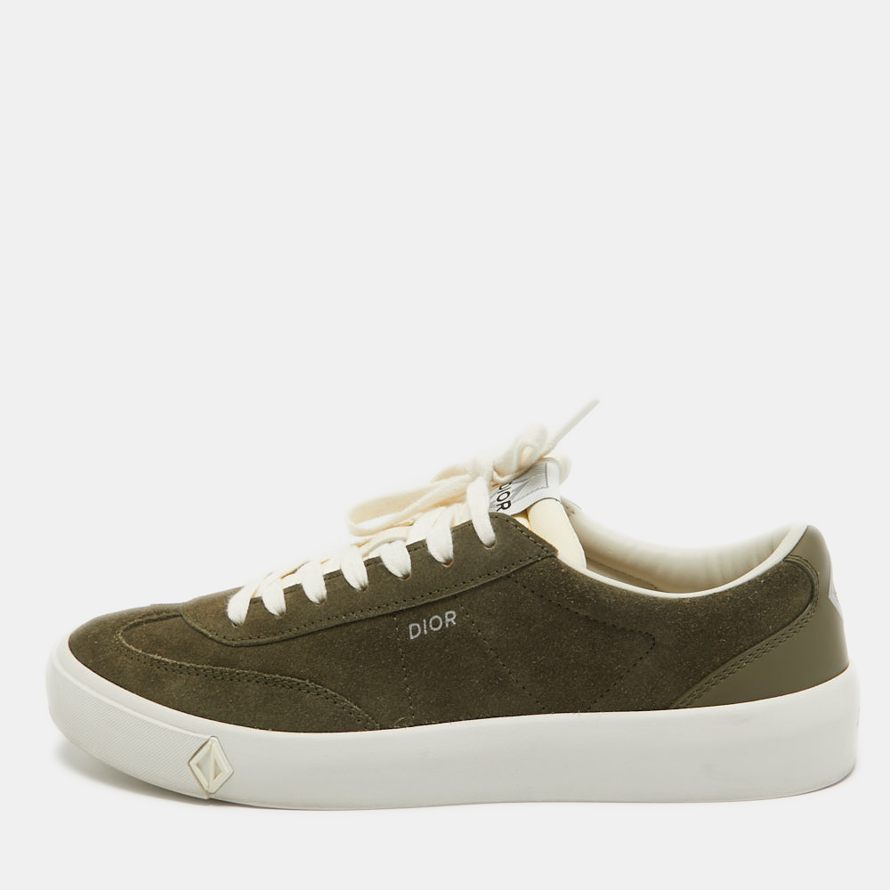 Dior Green Suede And Leather Low Top Sneakers Size 42