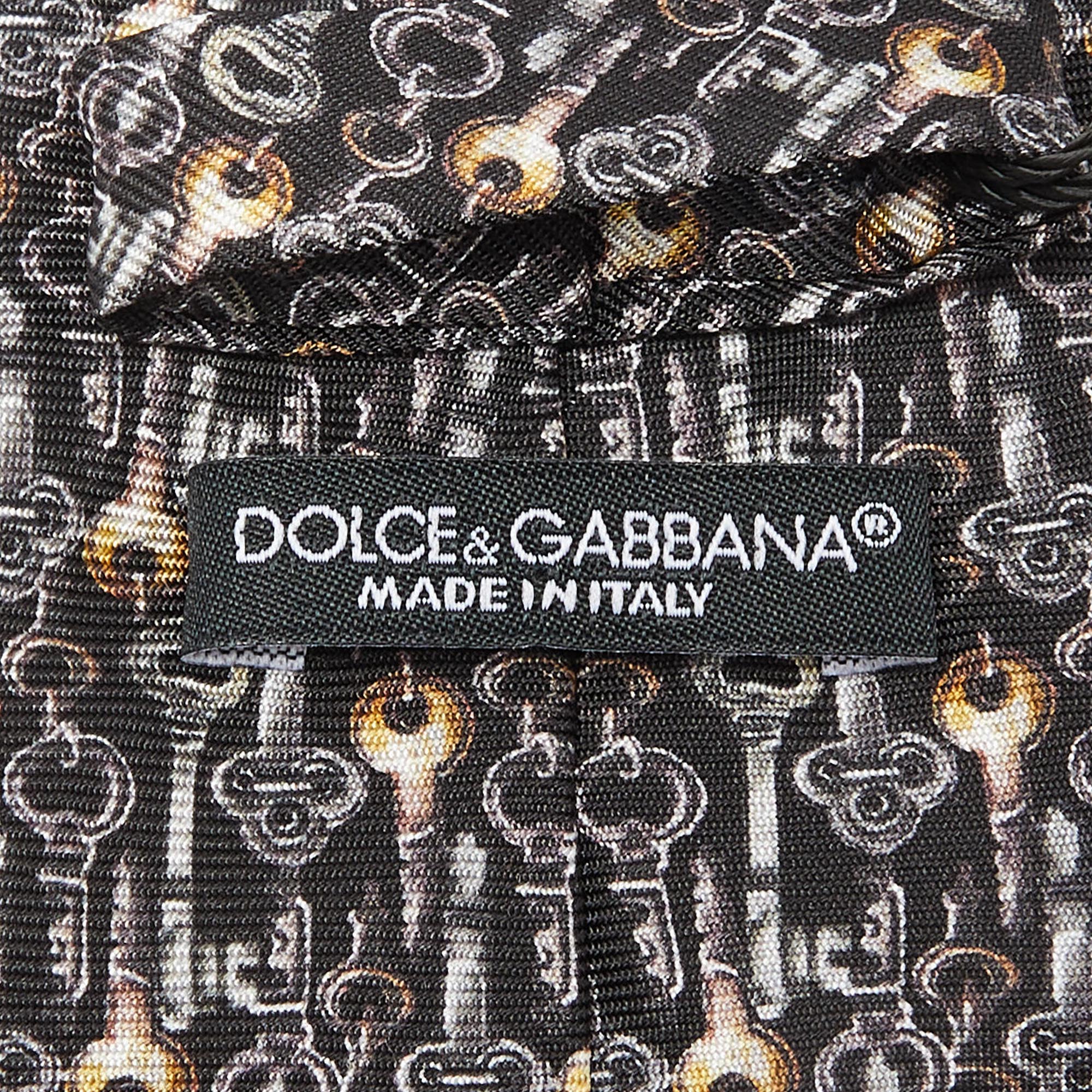 Dolce & Gabbana Black Key Print Silk Classic Tie