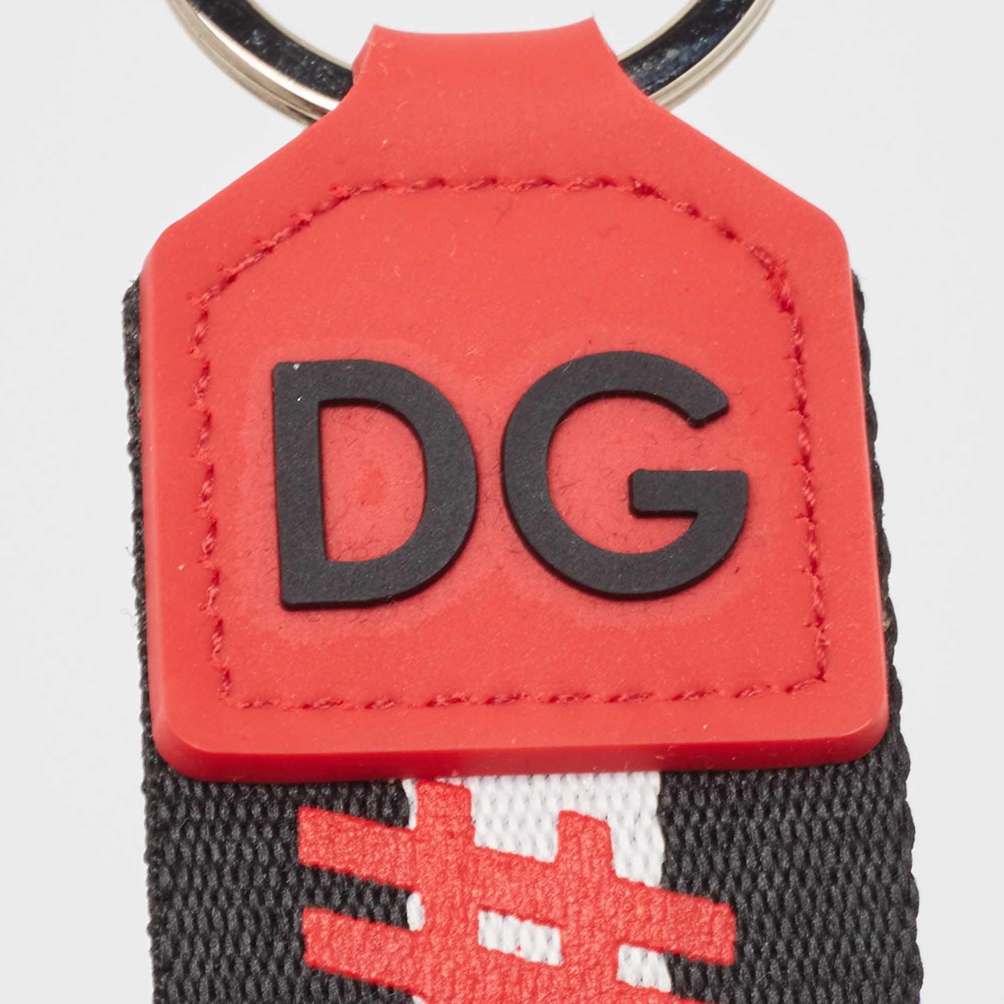 Dolce & Gabbana Black/Red Fabric DG Millennials Key Holder