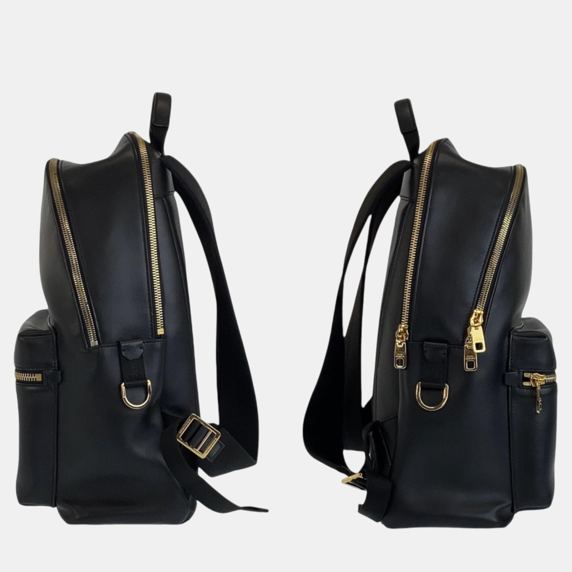 Dolce & Gabbana Black Leather Vulcano Backpack