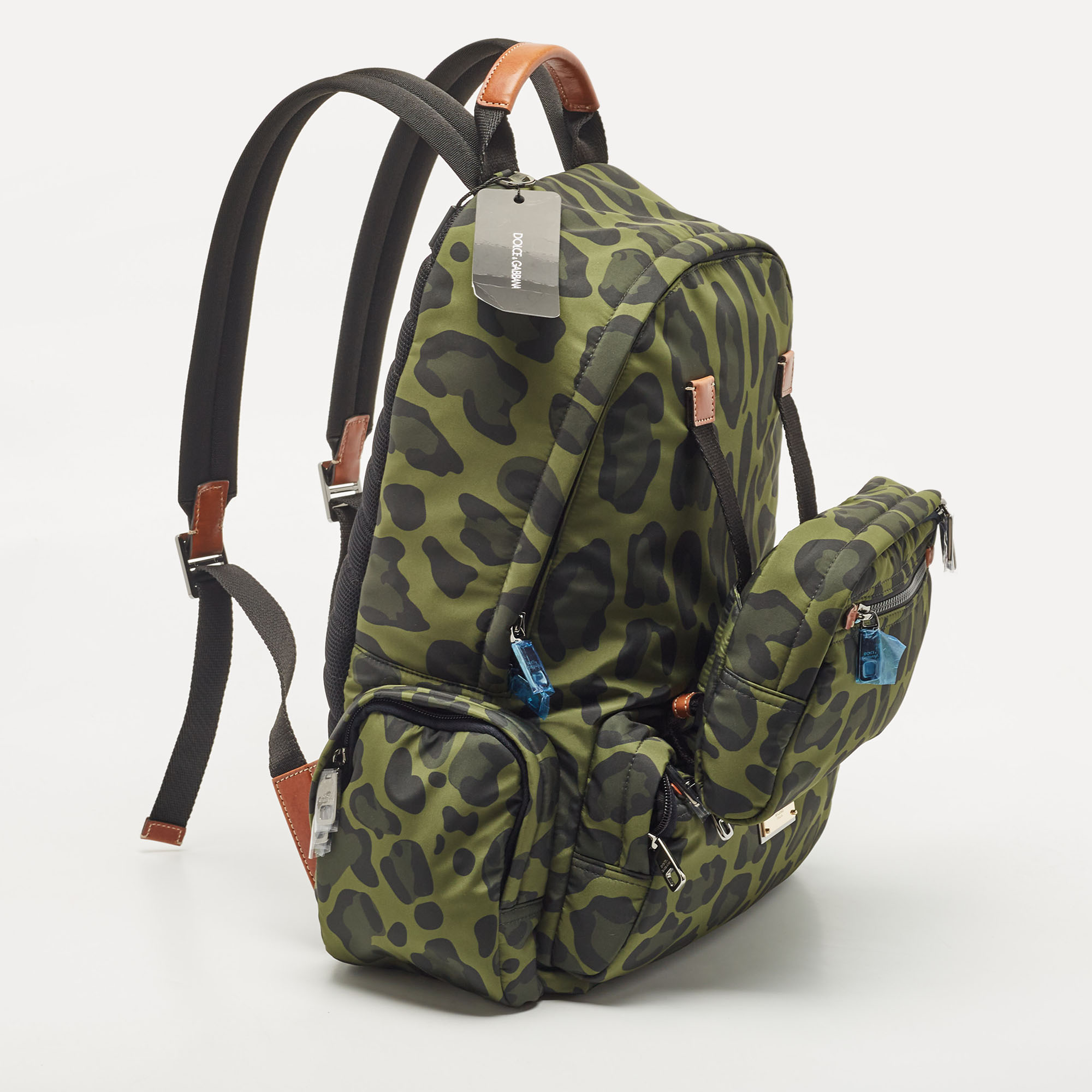 Dolce & Gabbana Green Leopard Print Backpack