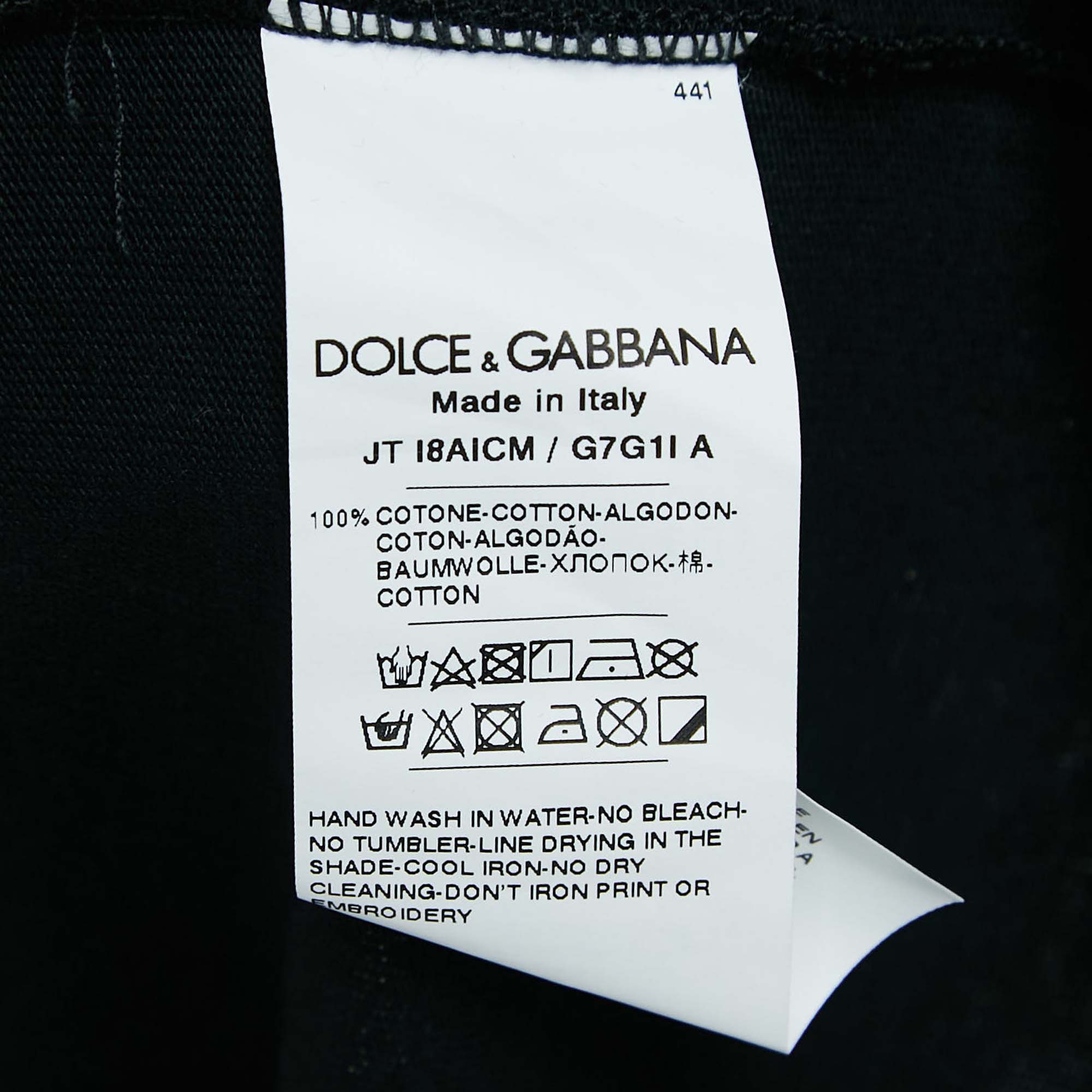 Dolce & Gabbana Black/Gold Logo Print Cotton Jersey T-Shirt M