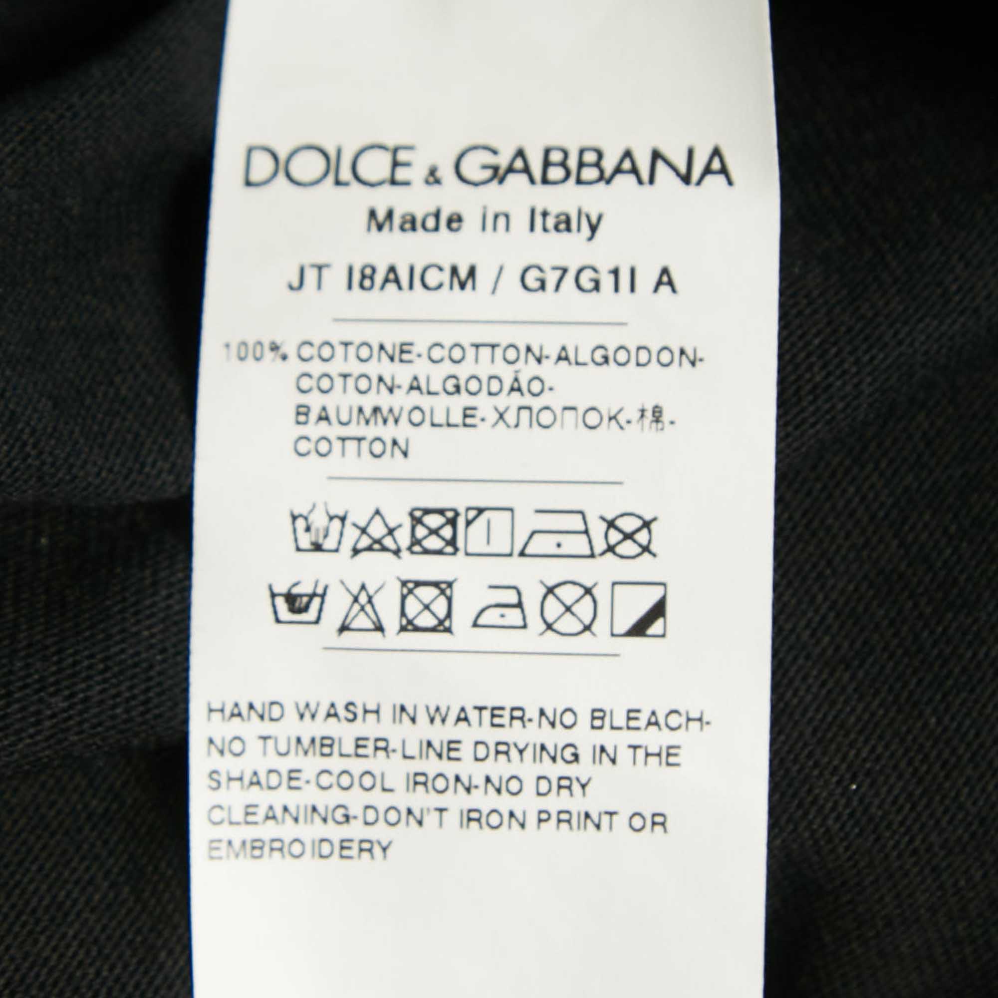 Dolce & Gabbana Black/Gold Logo Print Cotton Jersey T-Shirt M