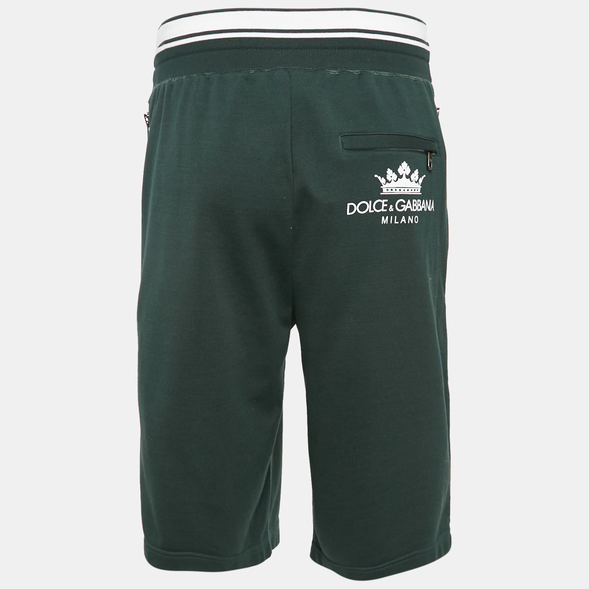 Dolce & Gabbana Green Cotton Knit Drawstring Shorts M