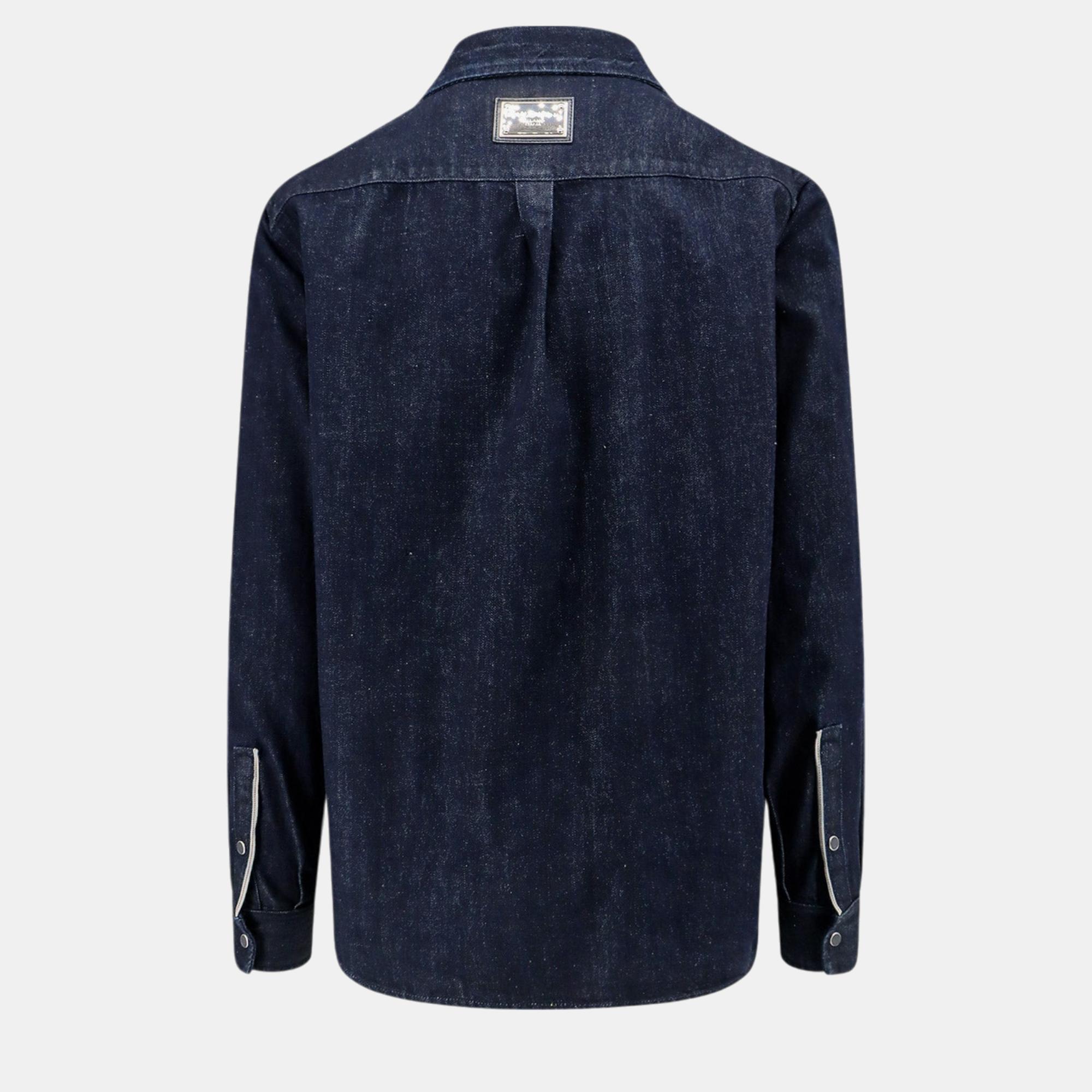 Dolce & Gabbana Blue Denim Logoed Label Shirt