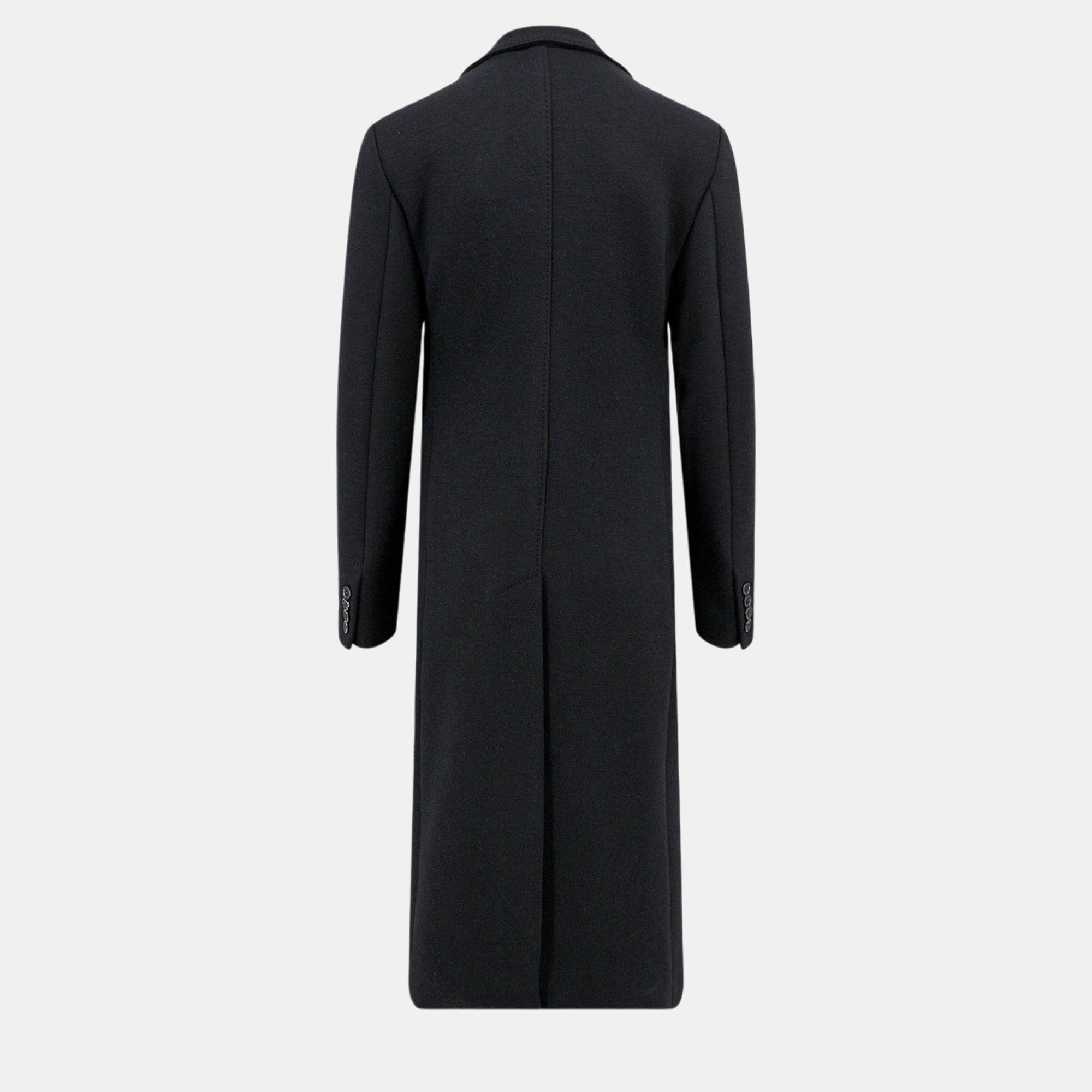 Dolce & Gabbana Black  Virgin Wool Blend Flared Coat IT 52