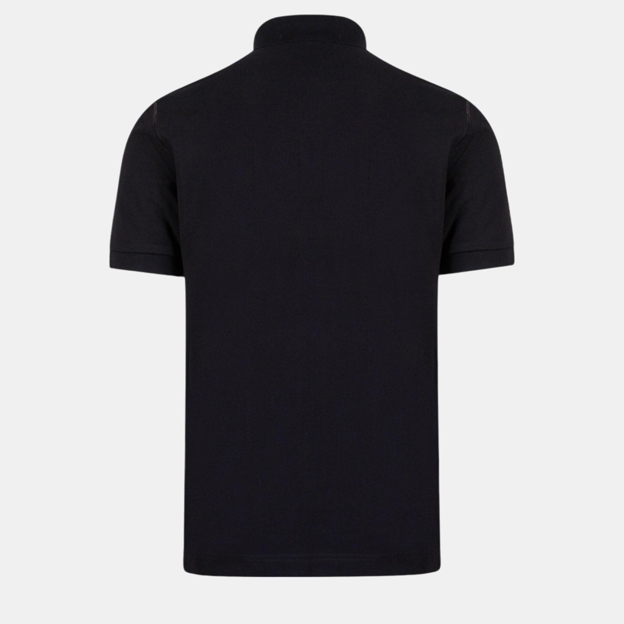 Dolce & Gabbana Black Cotton Piquet Polo Shirt IT 48