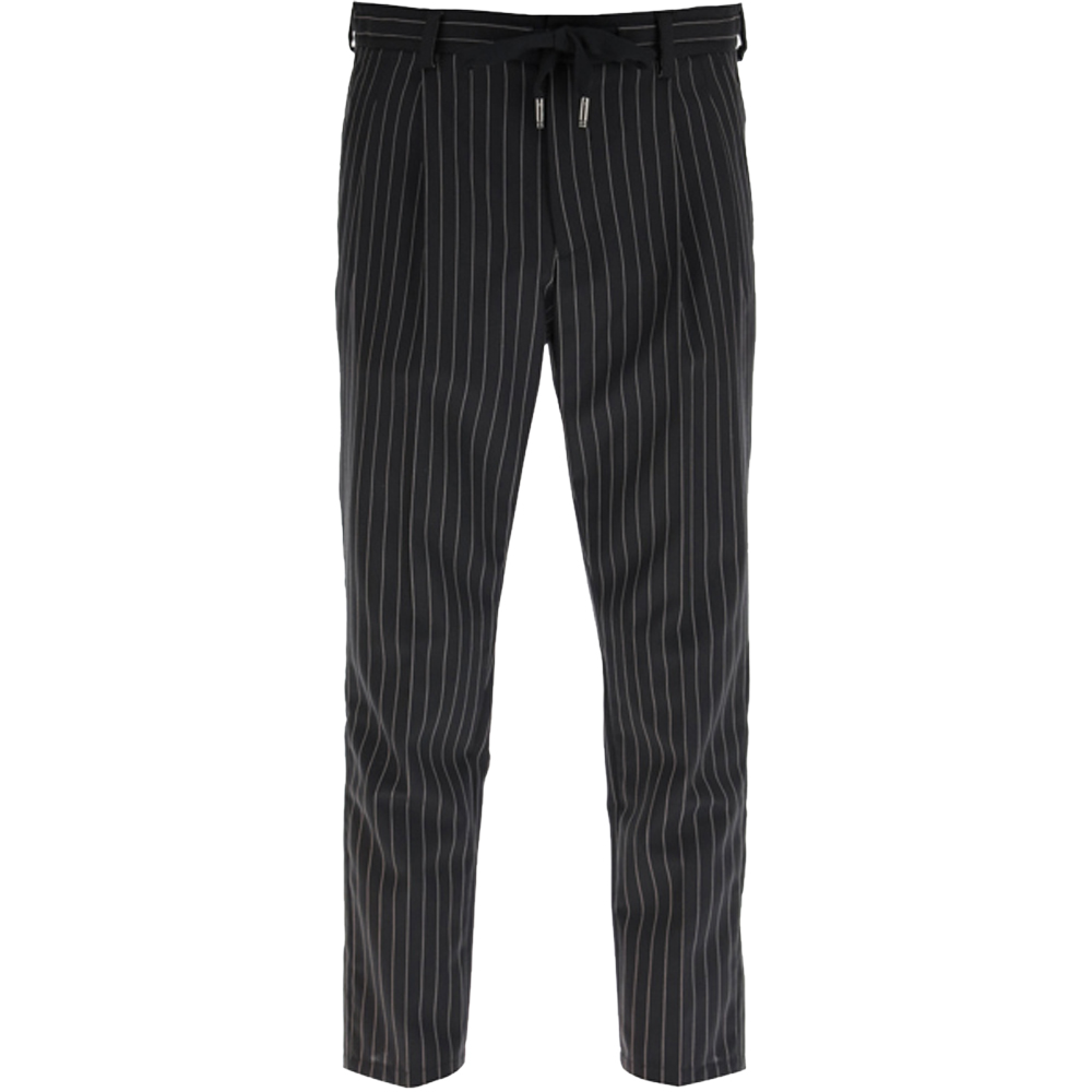 Dolce & Gabbana Black Pinstriped Wool Jogging Trousers Size IT 50