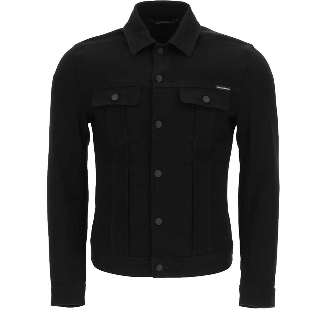 Dolce & Gabbana Black Denim Jacket With Embossed Logo Size IT 50