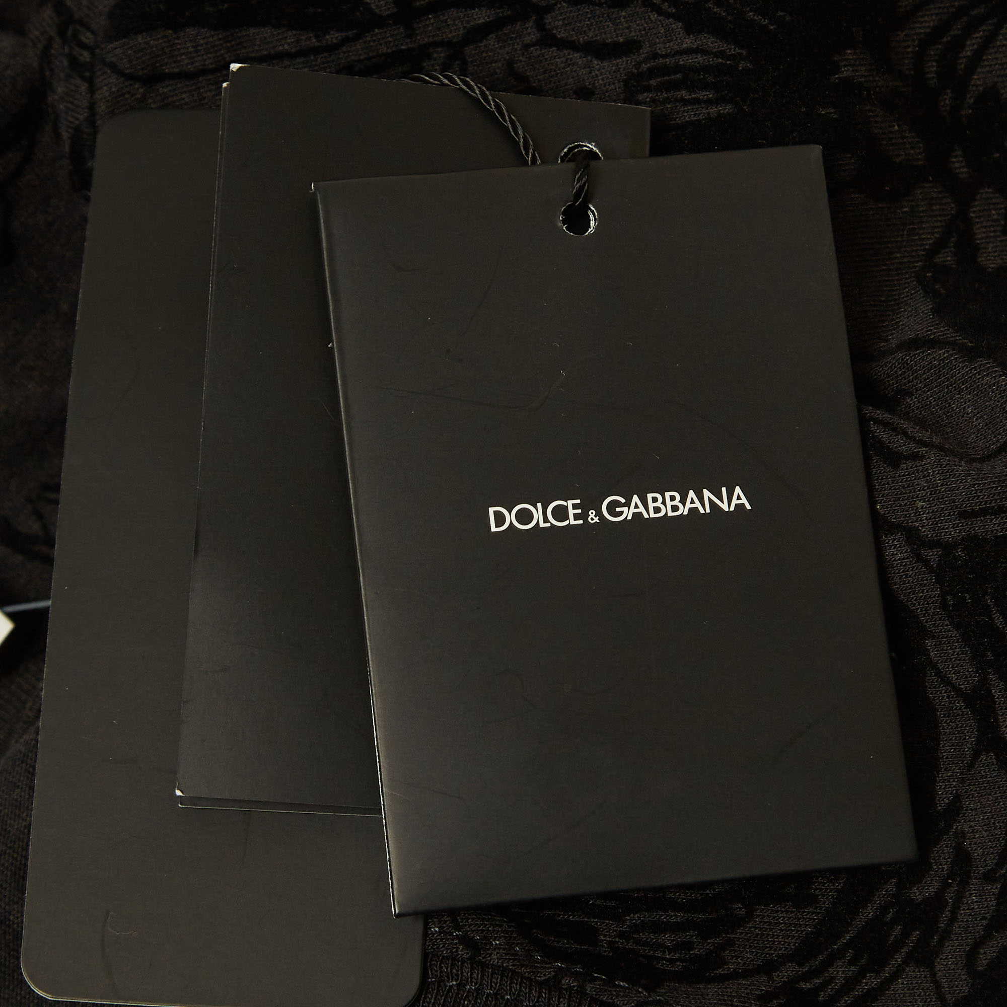 Dolce & Gabbana Dark Grey Bee Crown Flock Print Cotton Jumper M