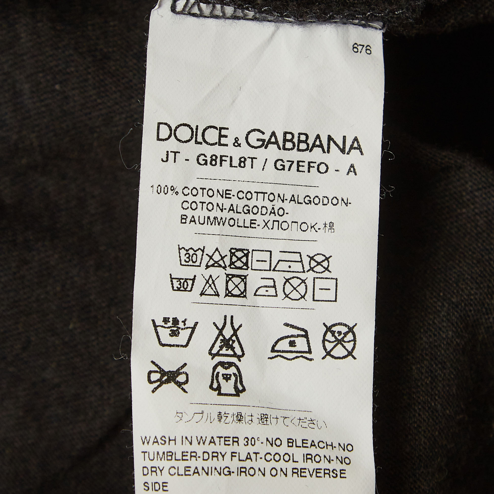 Dolce & Gabbana Dark Grey Bee Crown Flock Print Cotton Jumper M