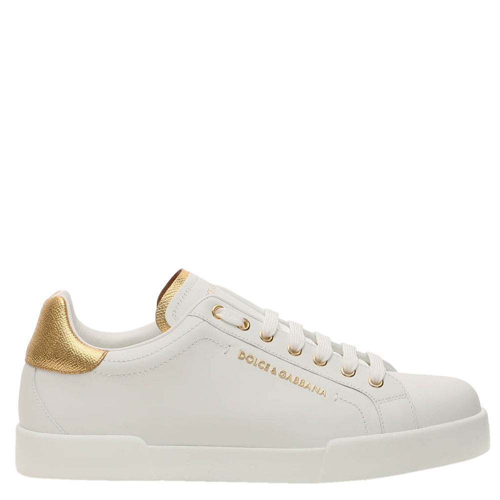Image of Dolce & Gabbana White Portofino Leather Sneakers Size