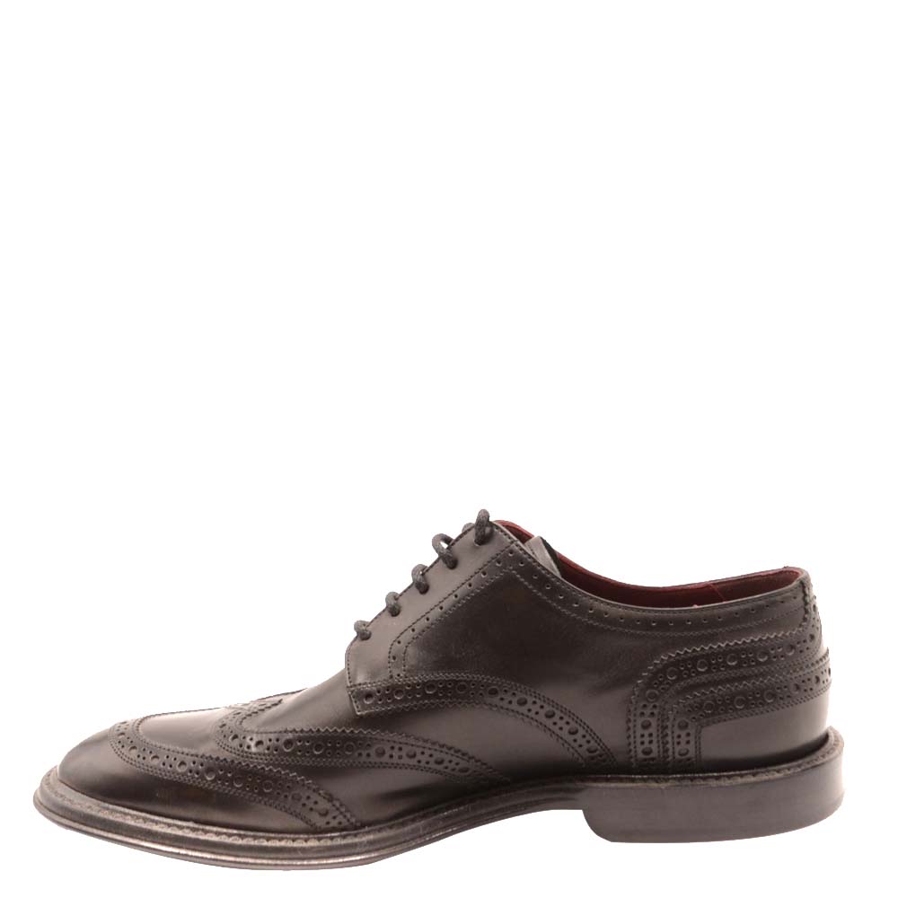 Dolce & Gabbana Brown Leather Detail Derby Shoes Size EU 43
