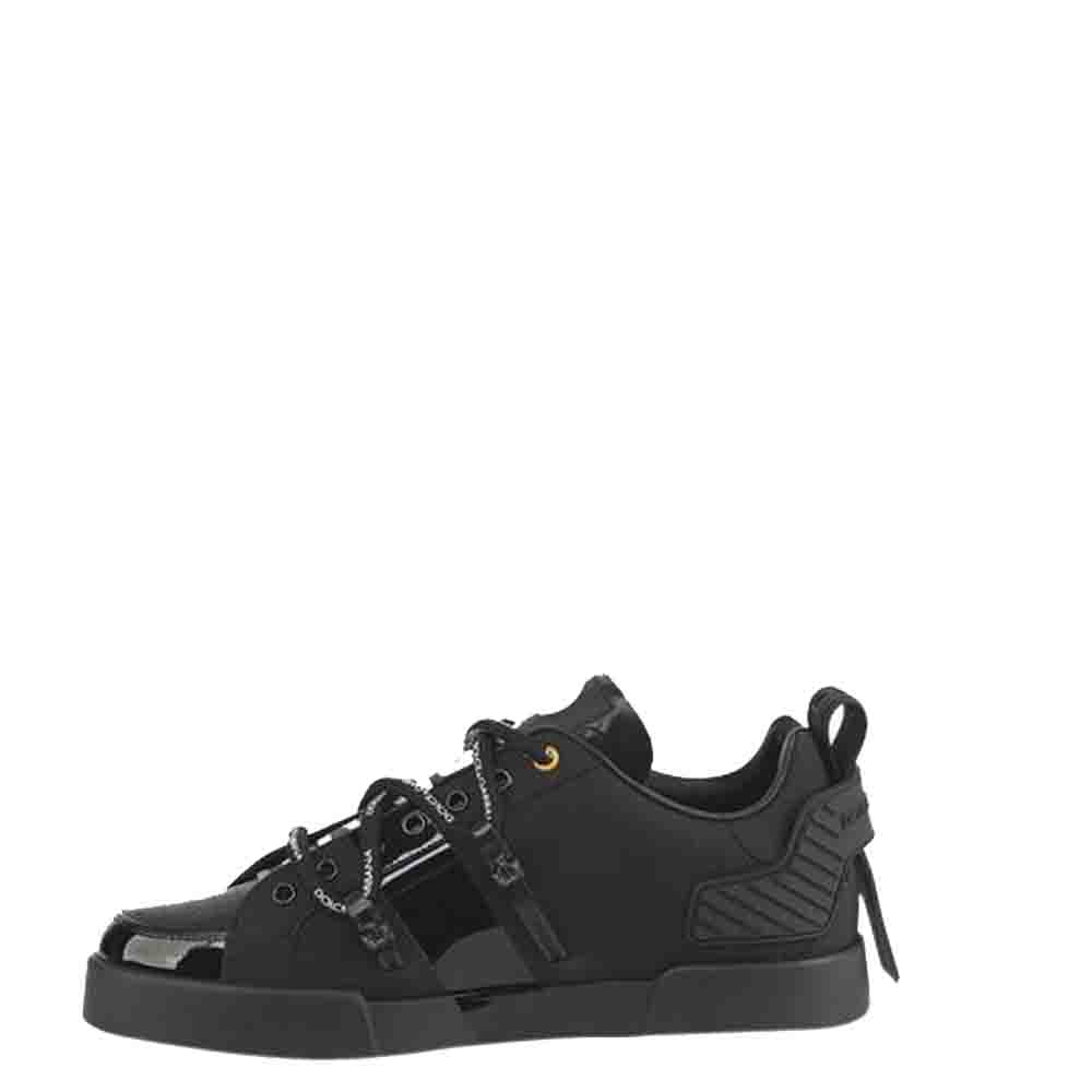 Dolce & Gabbana Black Portofino Patent Leather Sneakers Size EU 39.5