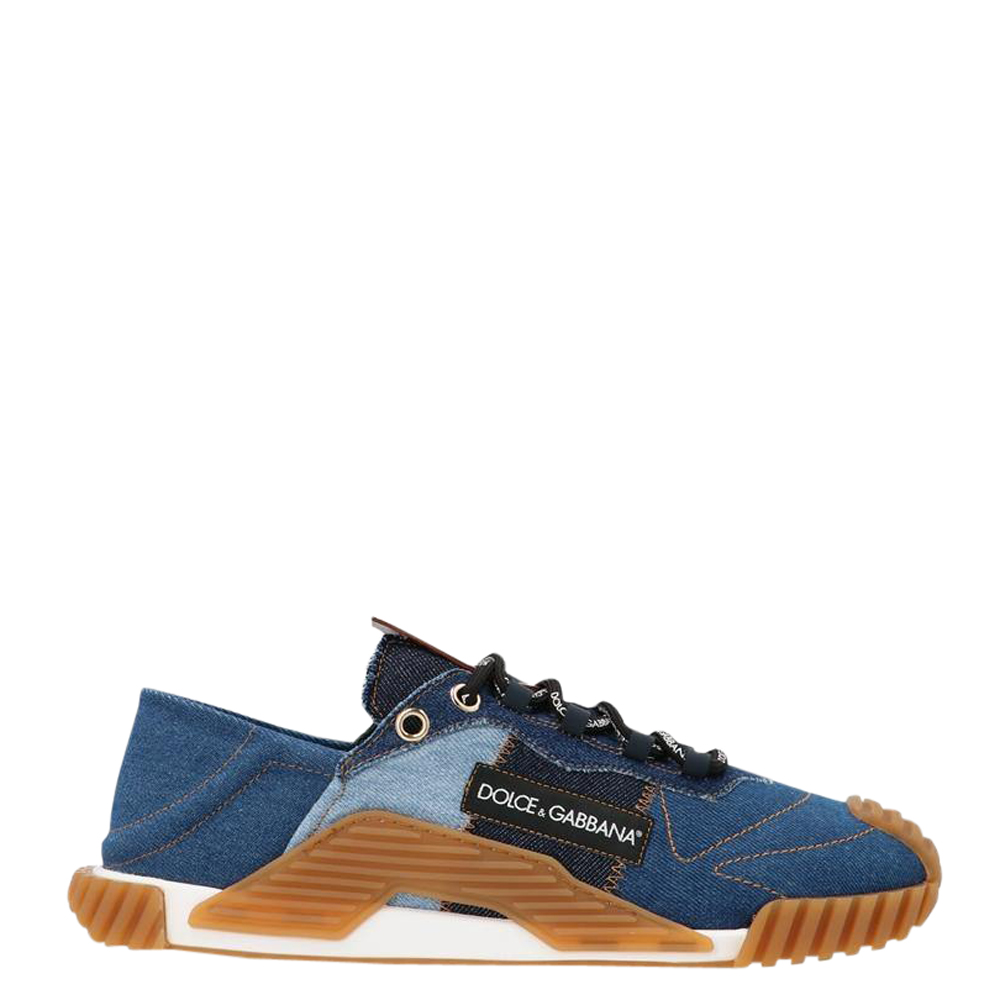 Dolce & Gabbana Blue Denim Patchwork NS1 Sneakers Size EU 41.5