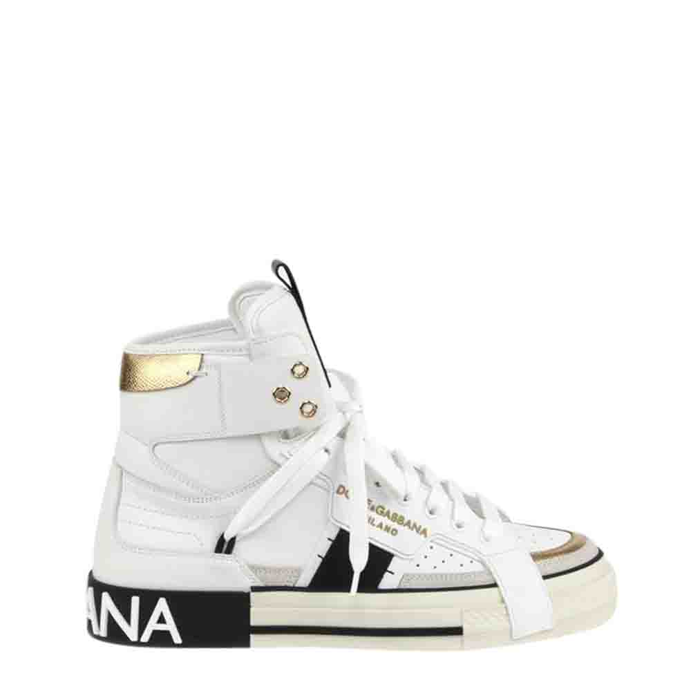 Dolce & Gabbana White 2.Zero Custom Leather High Top Sneakers Size EU 41.5