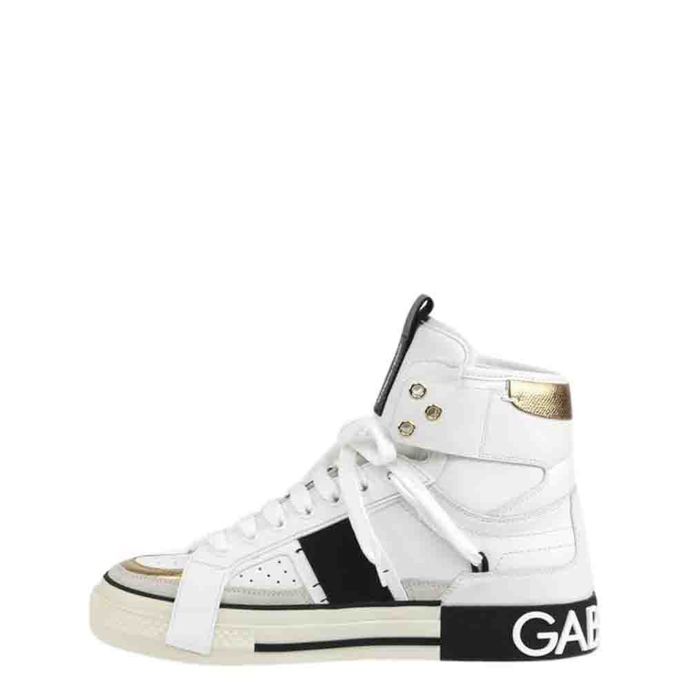 Dolce & Gabbana White 2.Zero Custom Leather High Top Sneakers Size EU 42.5