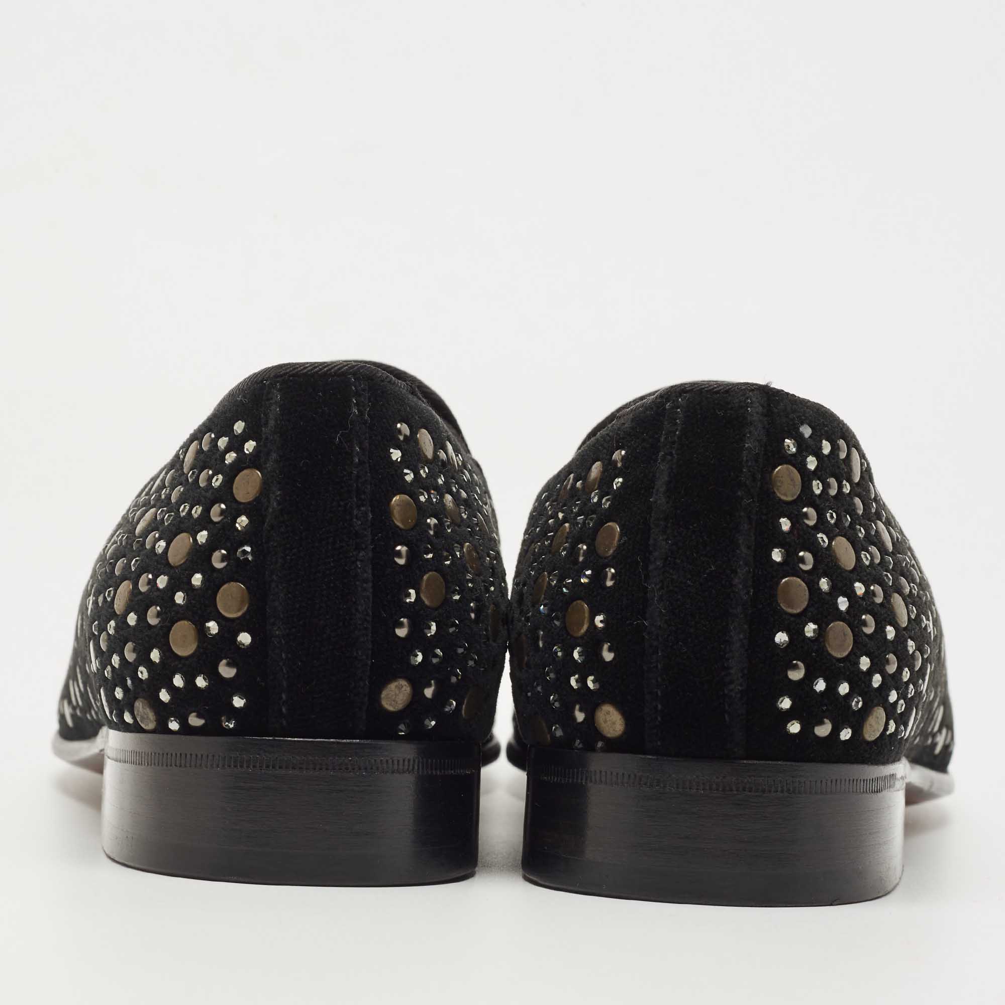 Dolce & Gabbana Black Velvet Crystal Studded Loafers Size 41