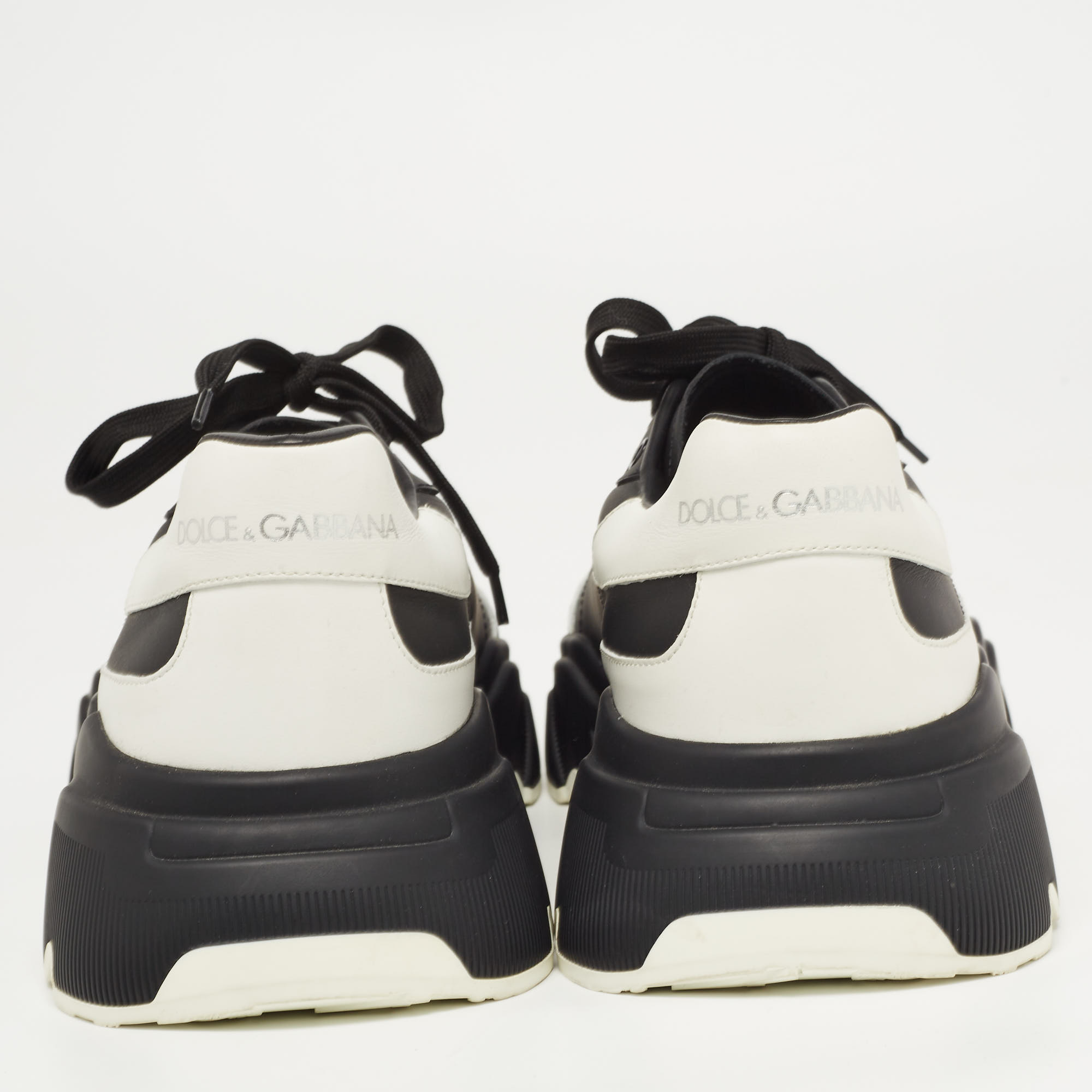 Dolce & Gabbana Black/White Leather Daymaster Sneakers Size 46