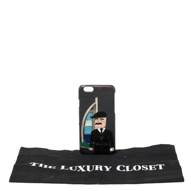 Dolce & Gabbana Black Leather DG Loves Dubai IPhone 6 Cover