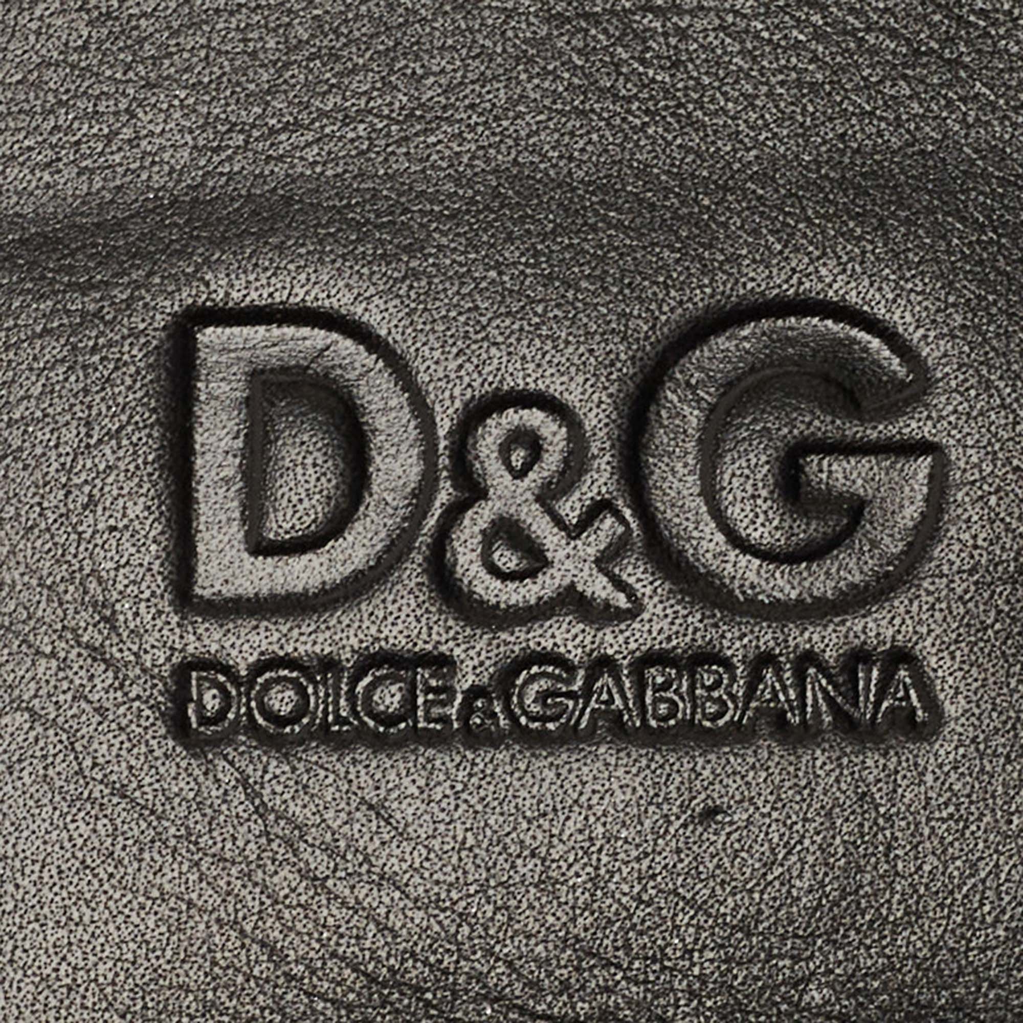 Dolce & Gabbana Black Watersnake Leather Zip Around Organizer