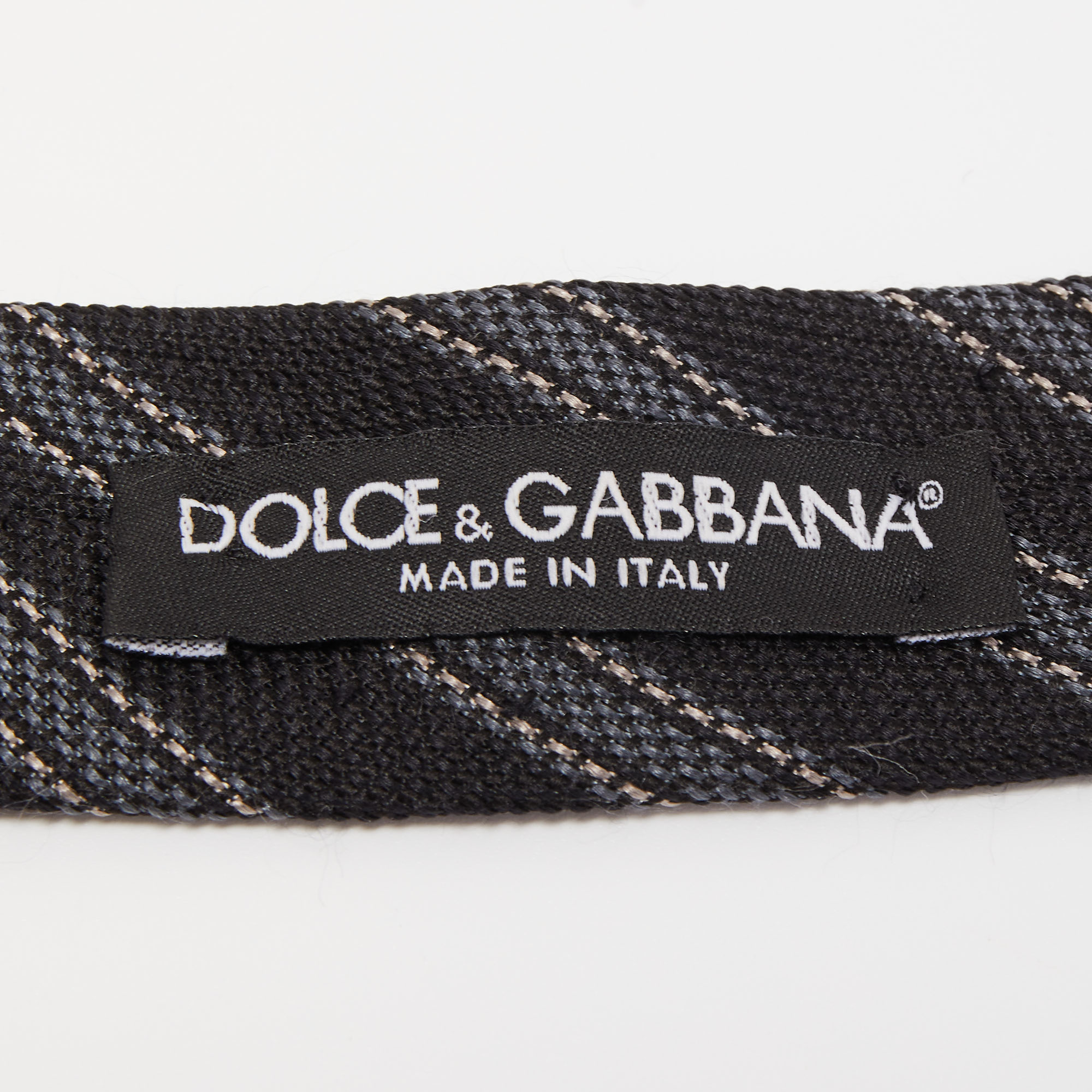 Dolce & Gabbana Black Diagonal Striped Silk Tie