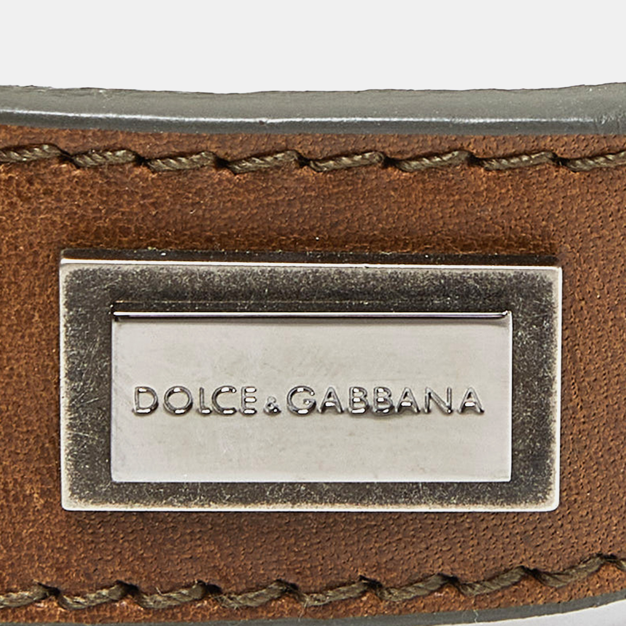 Dolce & Gabbana Beige/Brown Canvas And Leather Belt 90CM