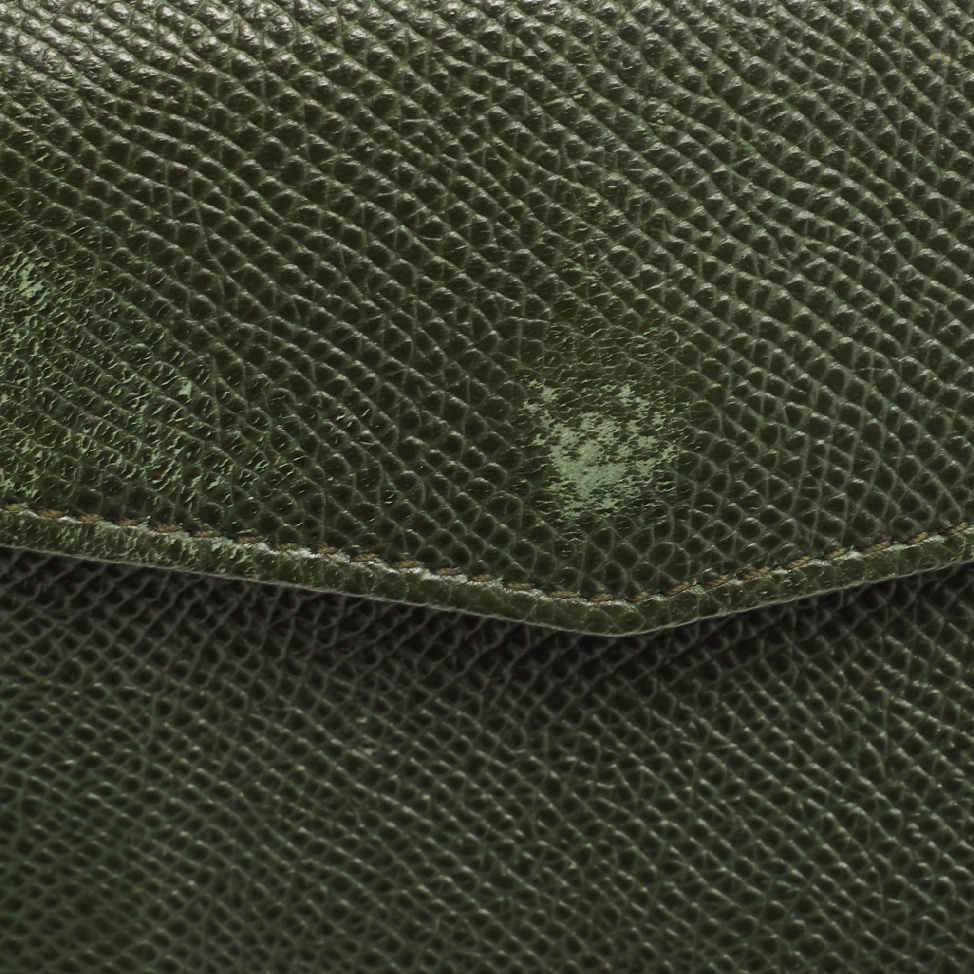 Dolce & Gabbana Green Leather Logo Bifold Compact Wallet