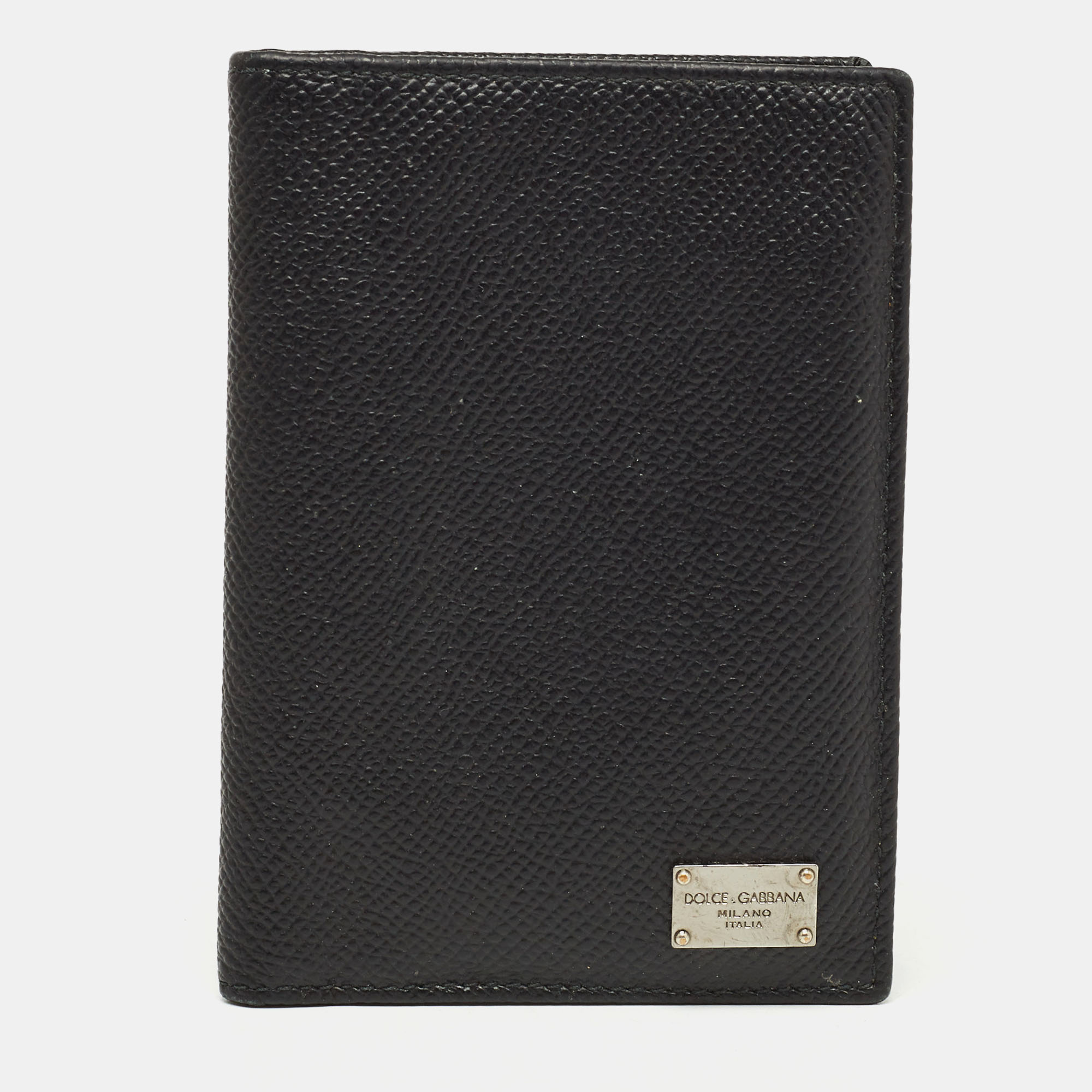 Dolce & gabbana dolce and gabbana black leather logo bifold card case