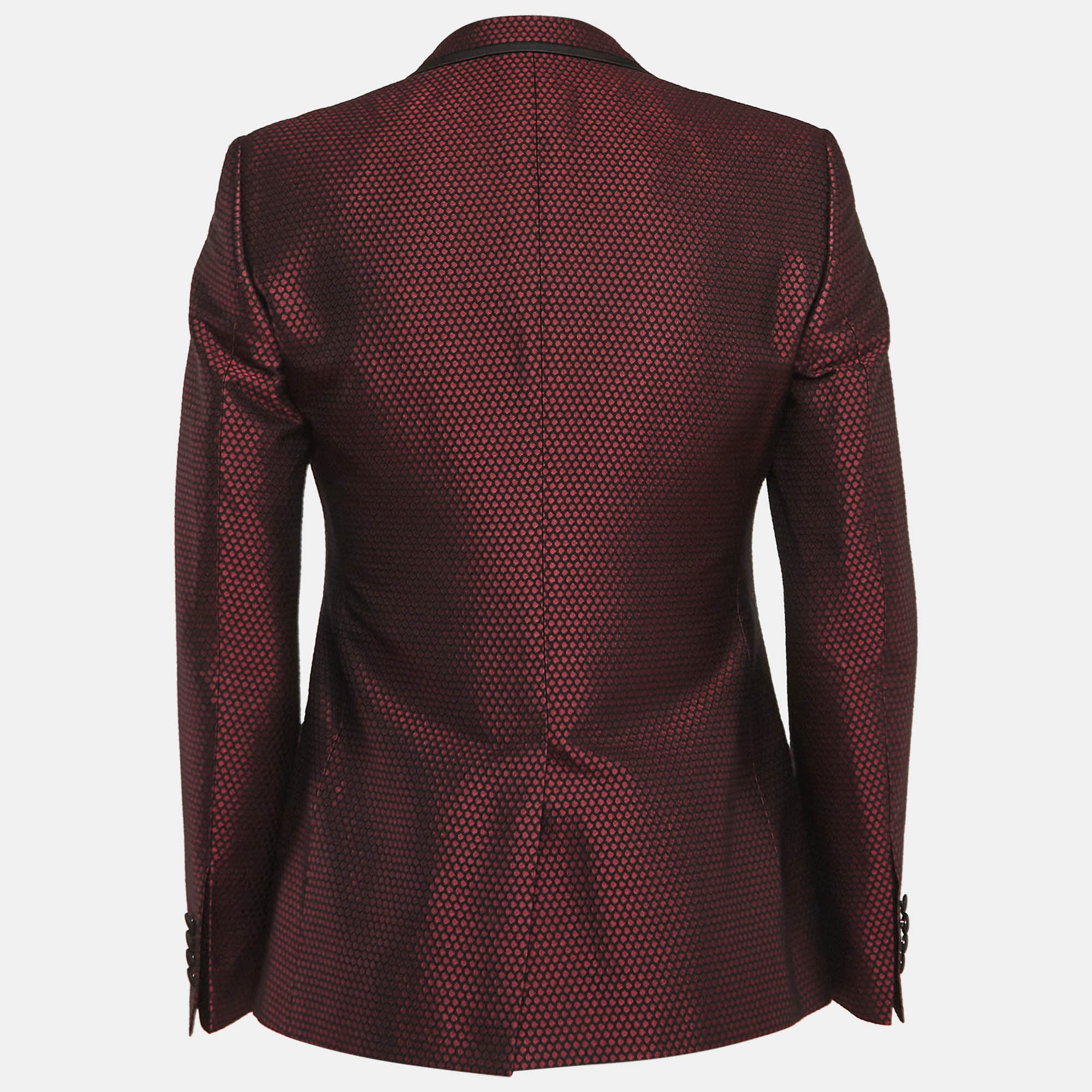 Dolce & Gabbana Burgundy Textured Jacquard Tuxedo Jacket M