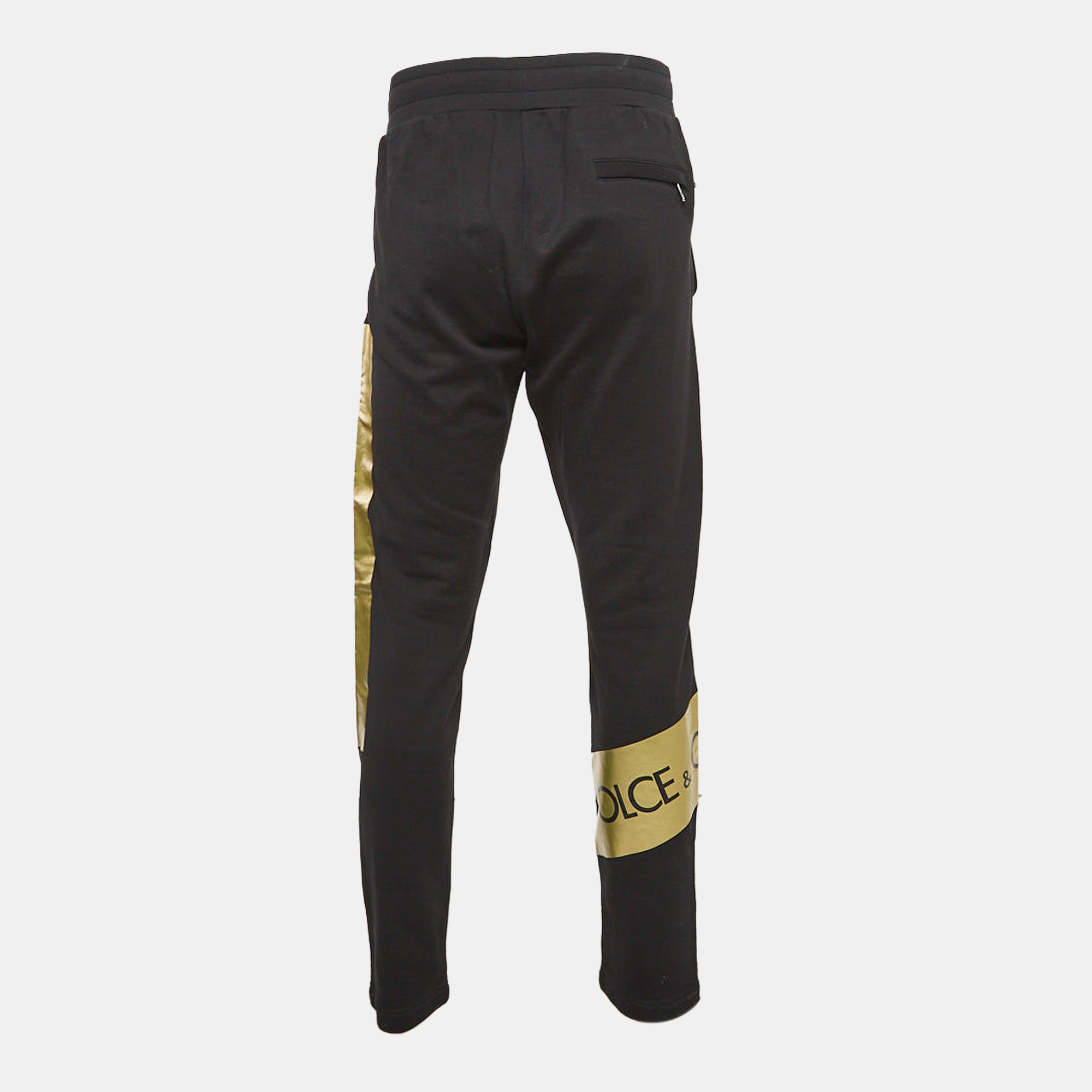 Dolce & Gabbana Black Printed Cotton Track Pants L