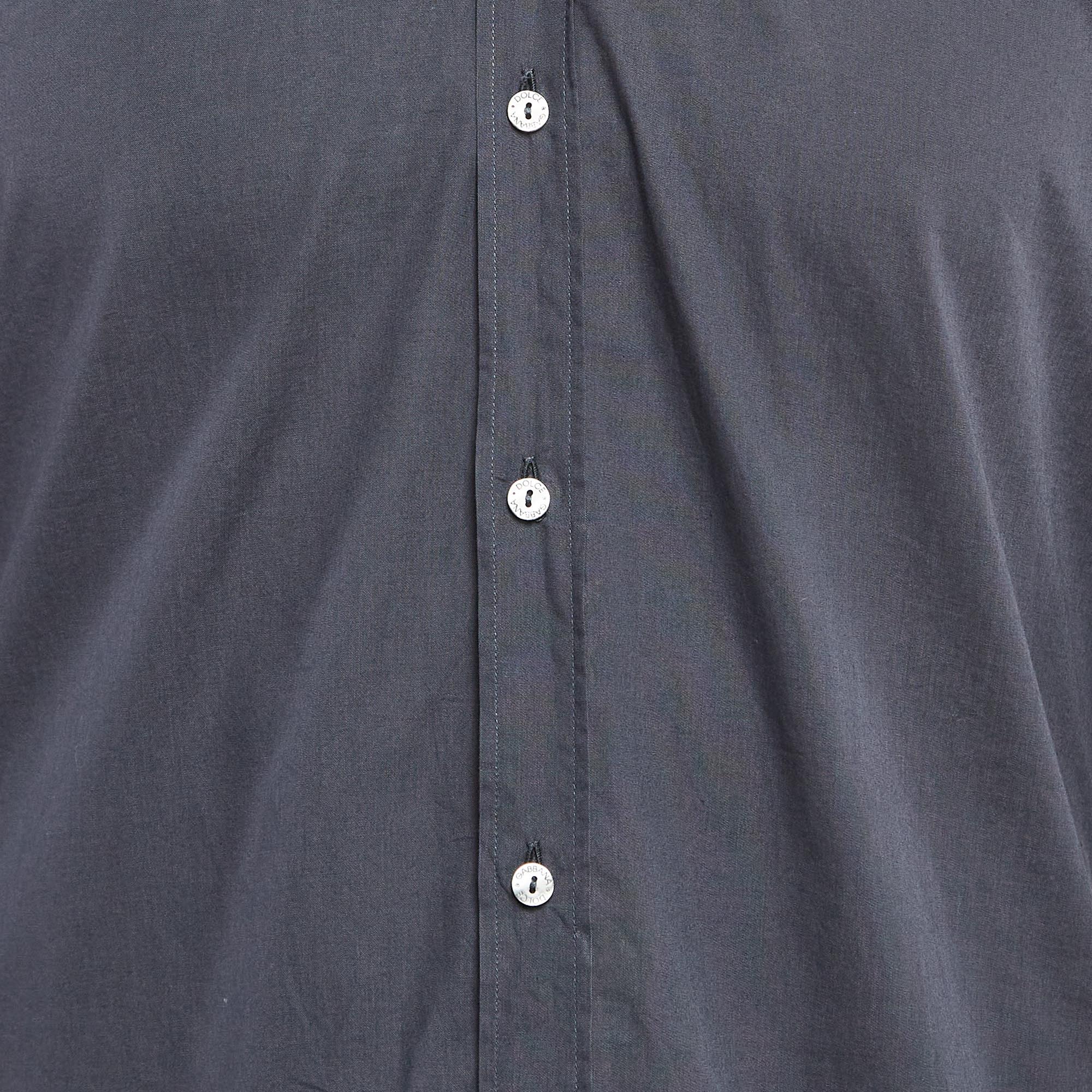 Dolce & Gabbana Blue Cotton Button Front Shirt M