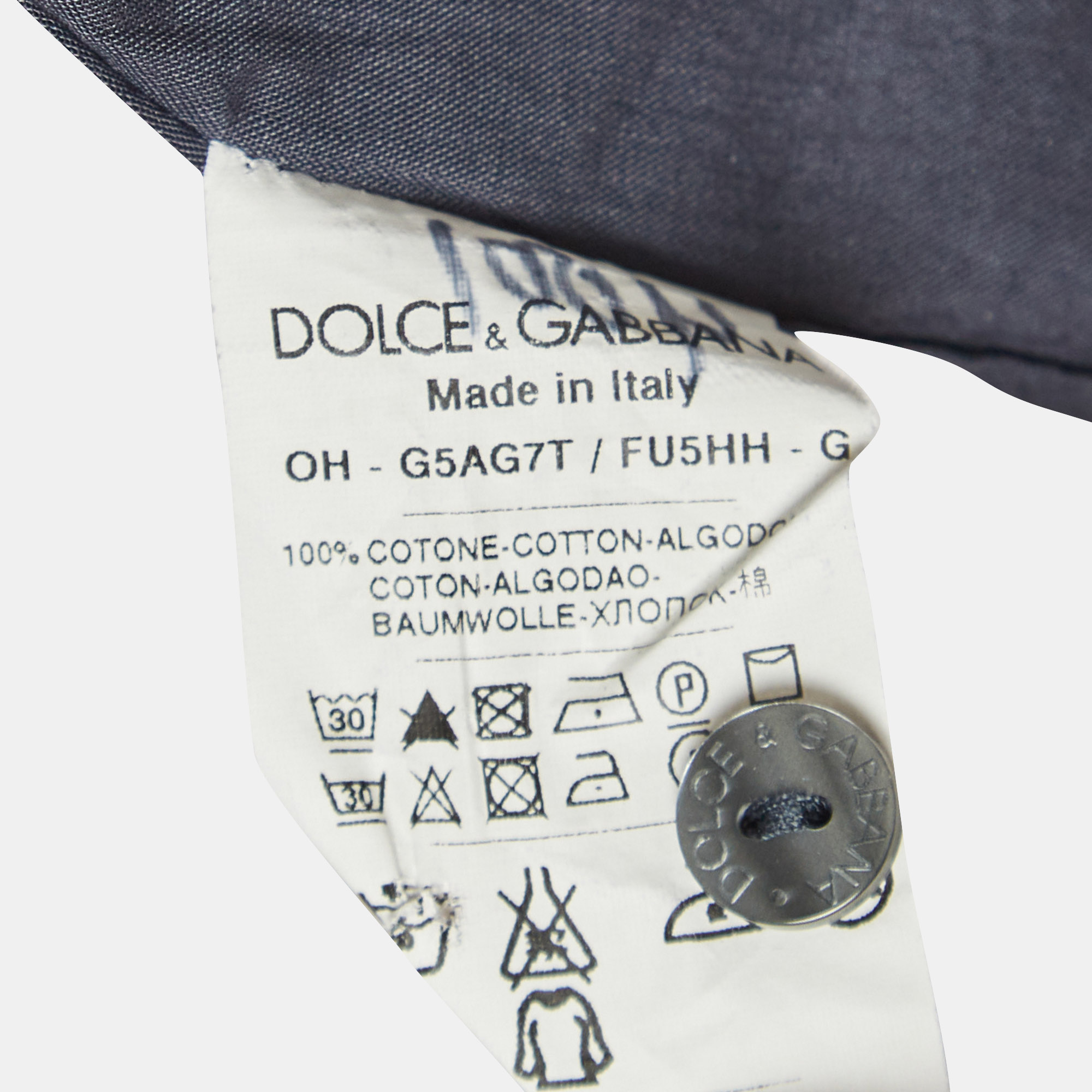 Dolce & Gabbana Blue Cotton Button Front Shirt M