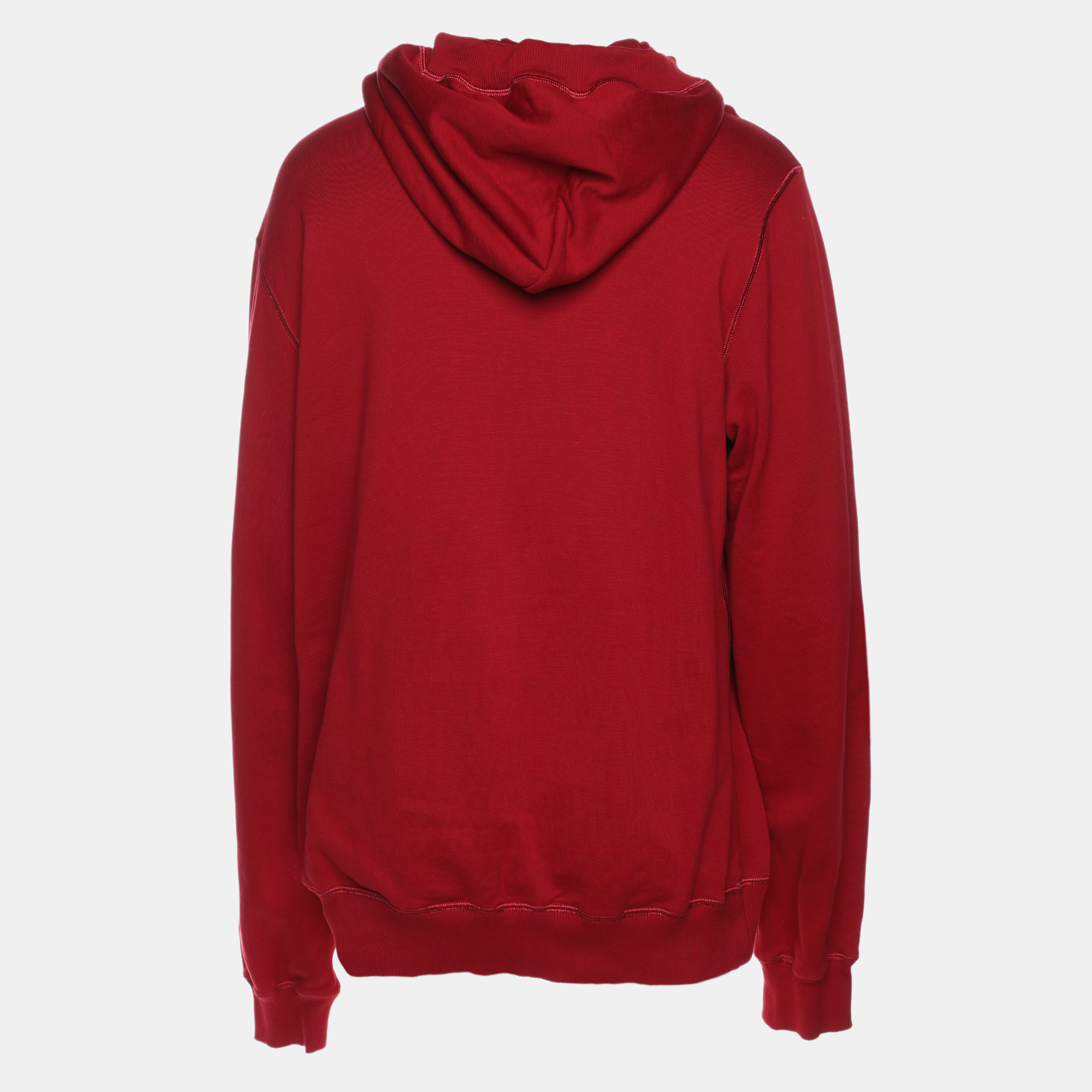 Dolce & Gabbana Burgundy Cotton Knit Logo Hoodie 4XL